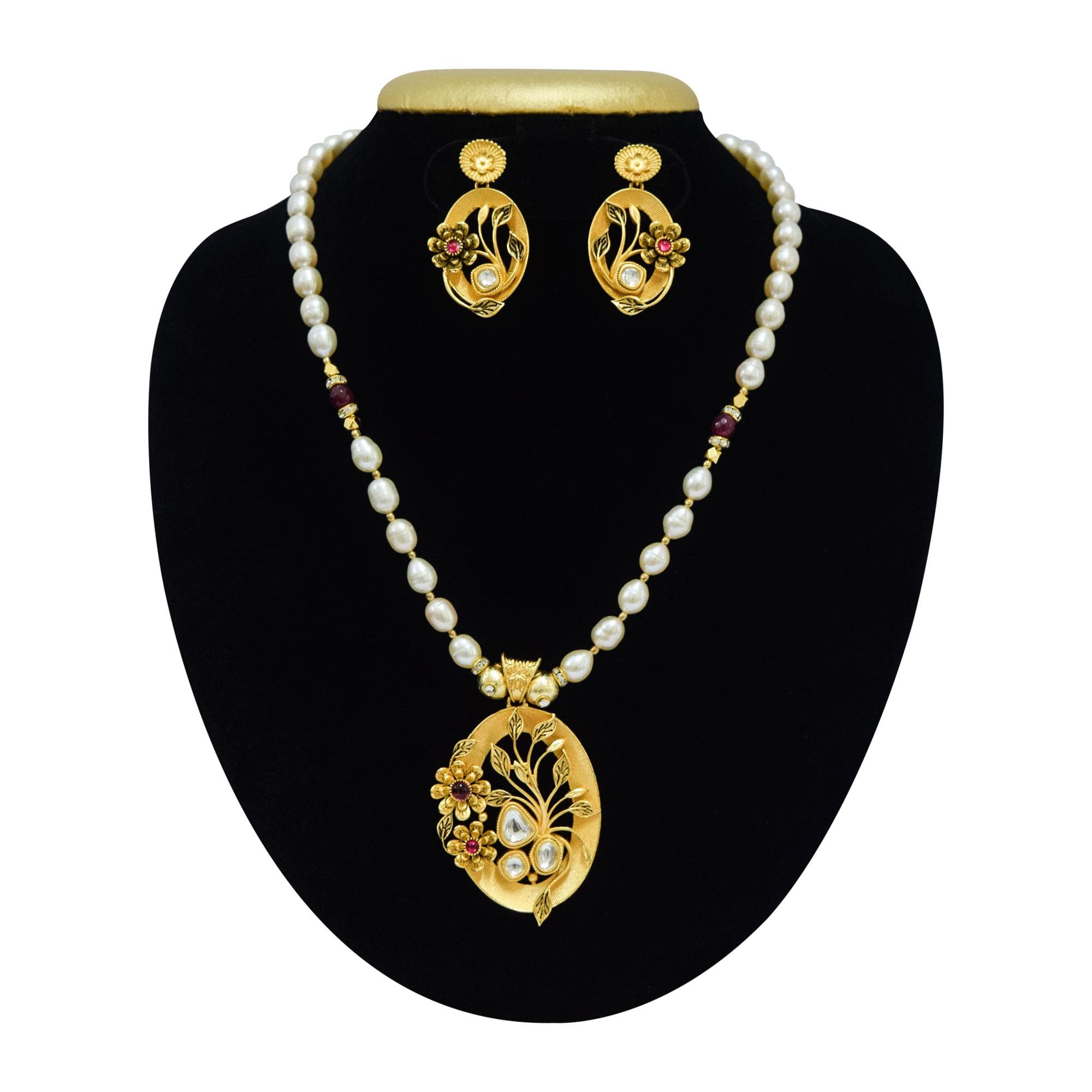 Vintage Collection in Pearls - Pink Pearl Set in Kundan Pendant