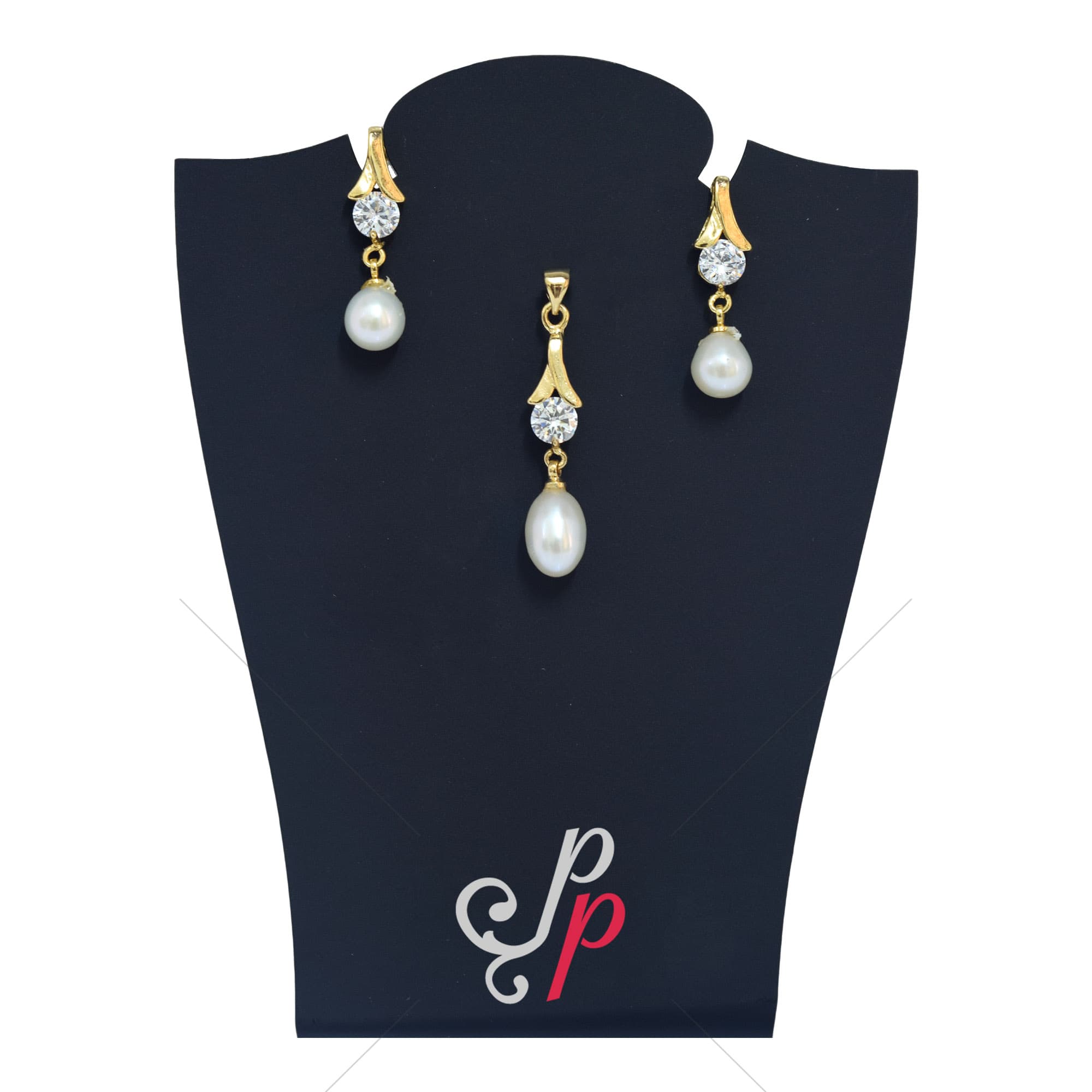 Pretty Pearl Pendant Set in Korean Gold Colour Metal