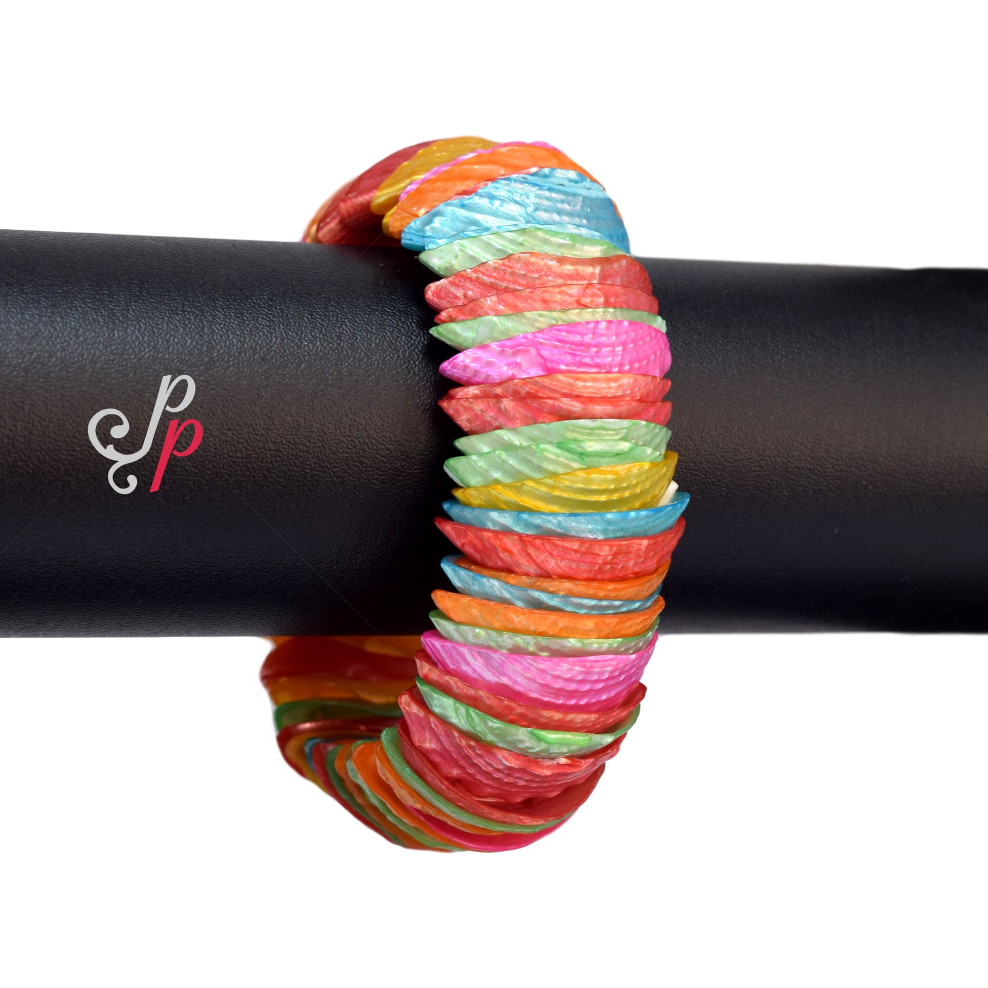 Colourful Mother Of Pearl Shell Expandable Bracelet