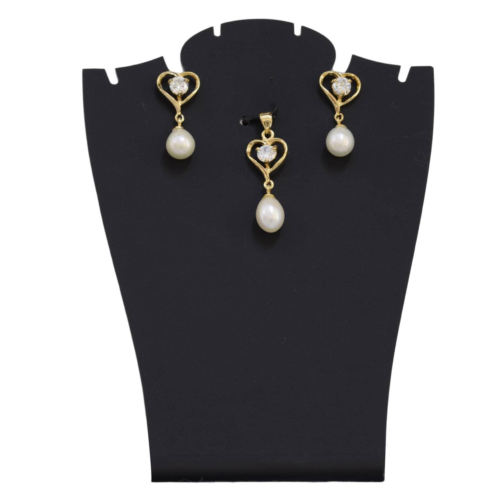 Heart Shaped Pearl Pendant and Earrings Set 