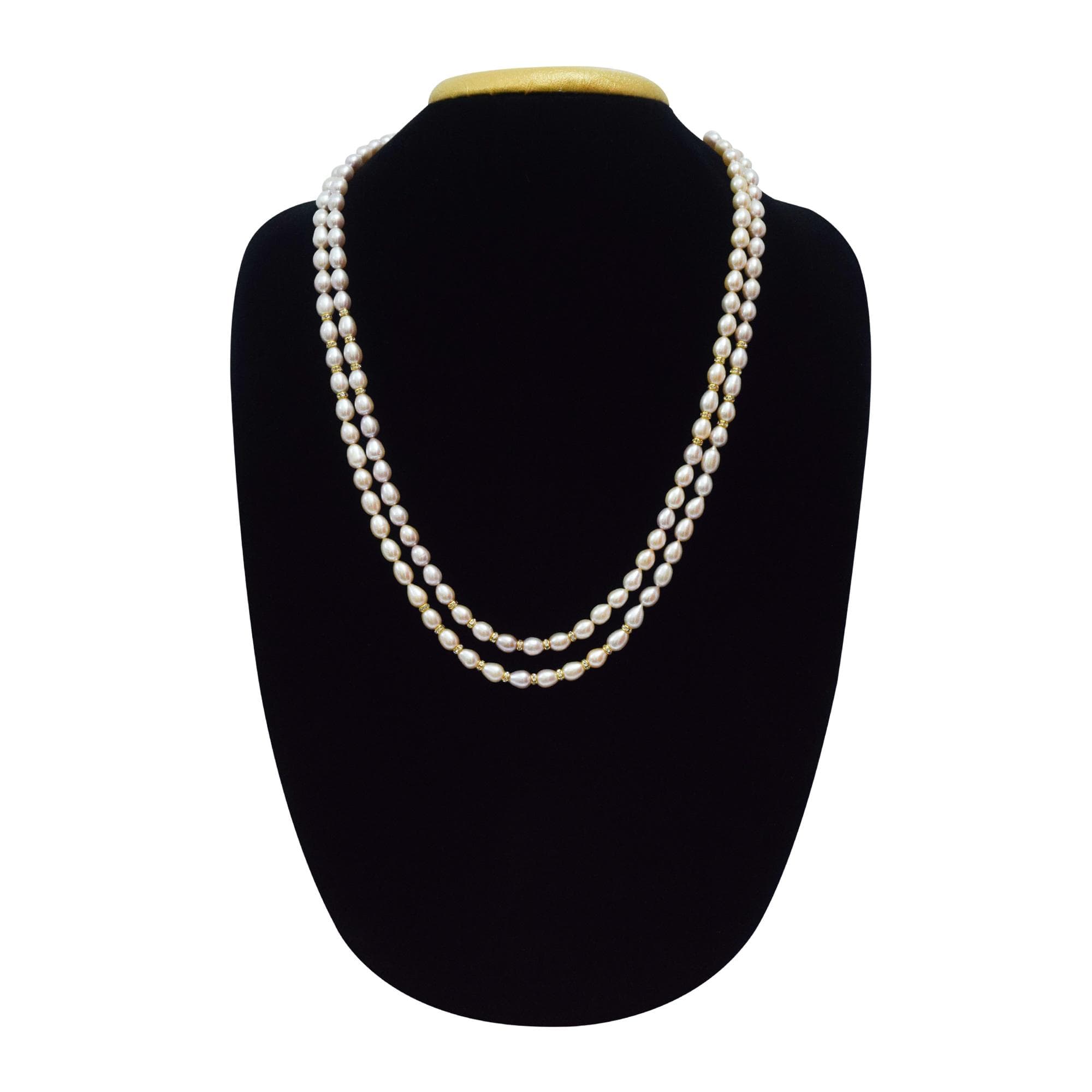 Shimmering Double Line Pear Shaped Pearls Haar With Zircon Roundels