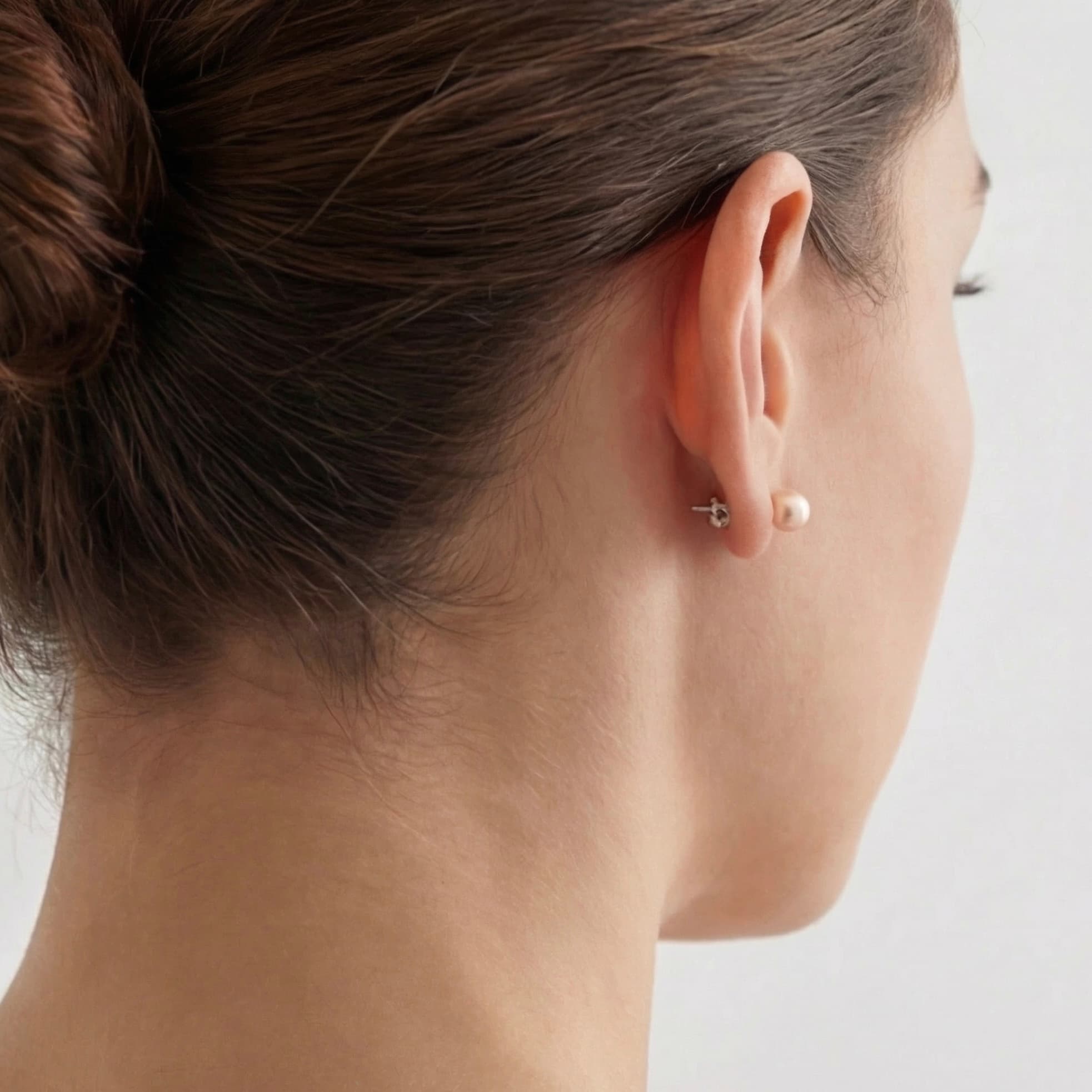 Classic Peach Pearl Studs with 925 Silver Stem - Image 4