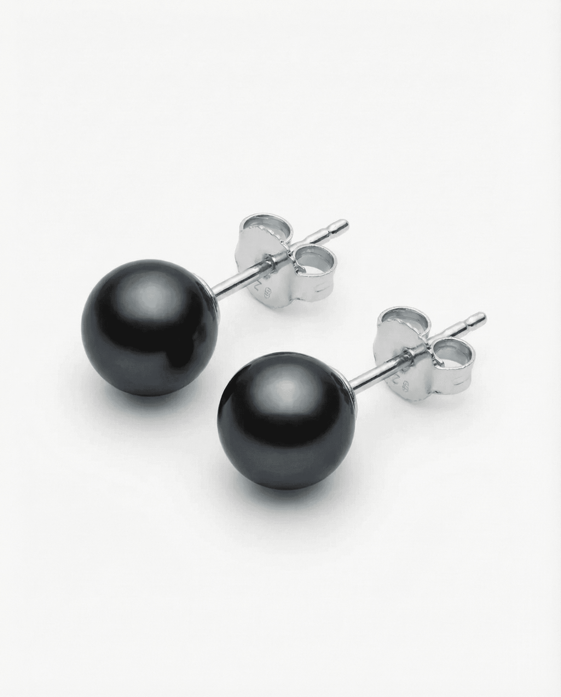 Classic Black Pearl Studs with 925 Silver Stem - Image 3
