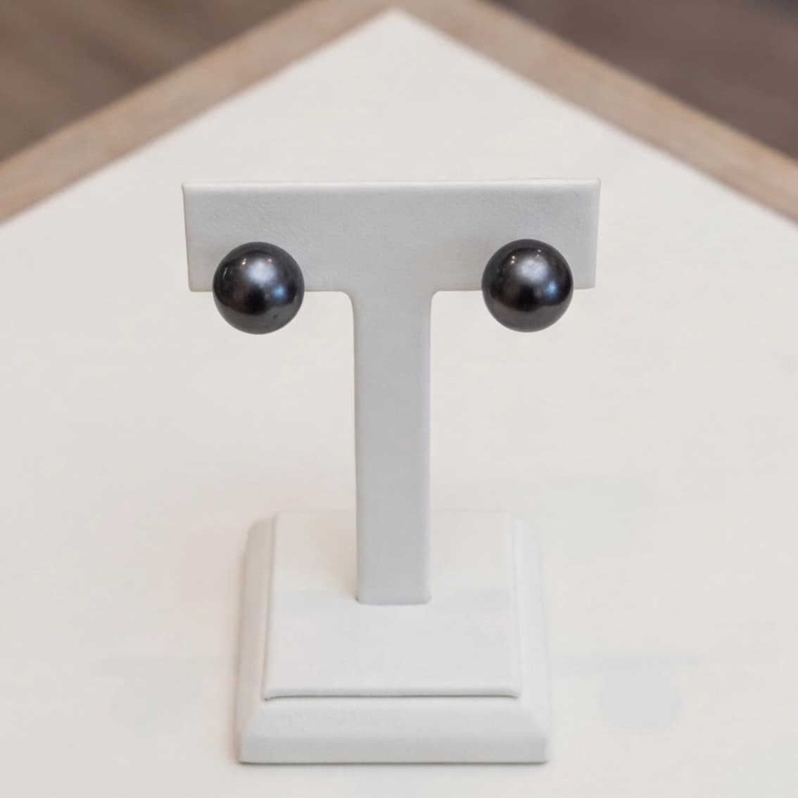 Classic Black Pearl Studs with 925 Silver Stem - Image 4