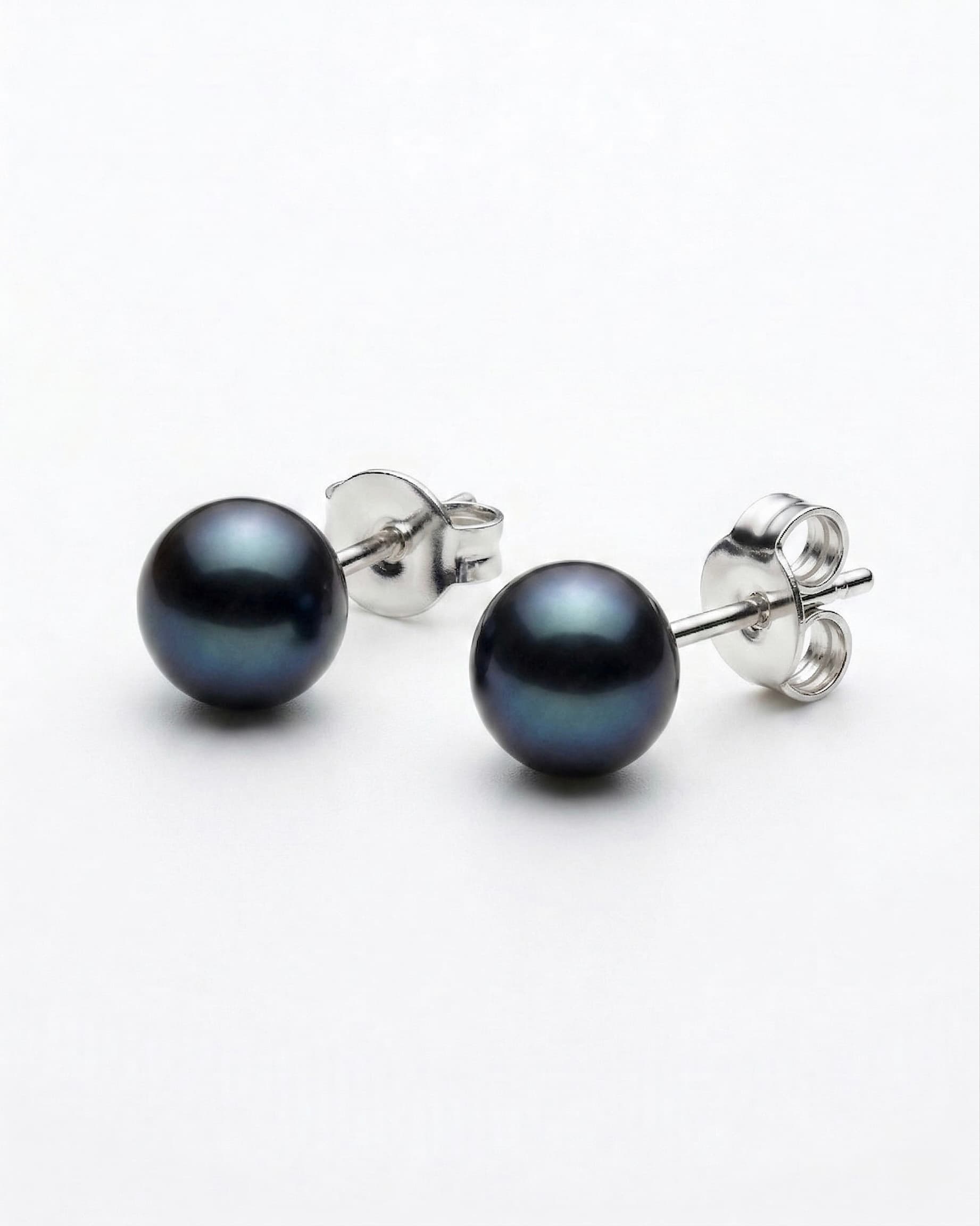 Classic Black Pearl Studs with 925 Silver Stem