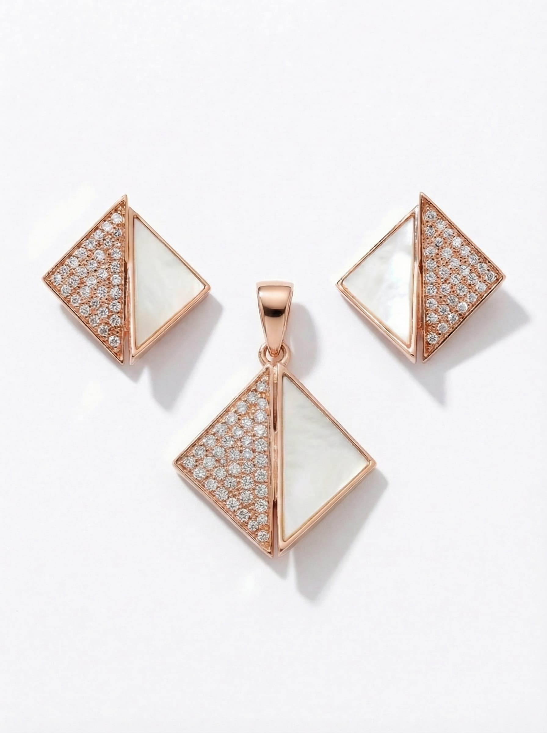The Facet Set — Mother of Pearl Pendant & Earrings - Image 5