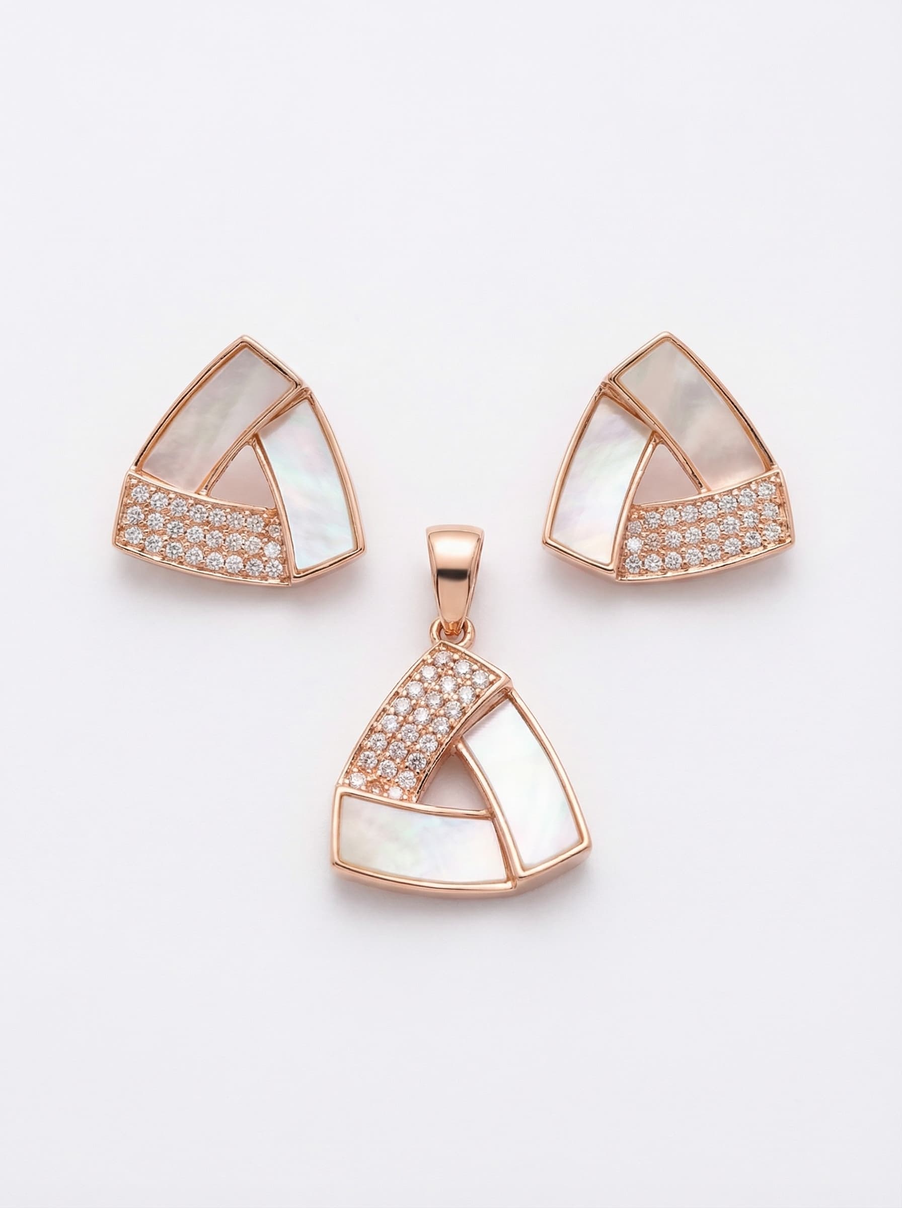 The Prism Set — Mother of Pearl Pendant & Earrings