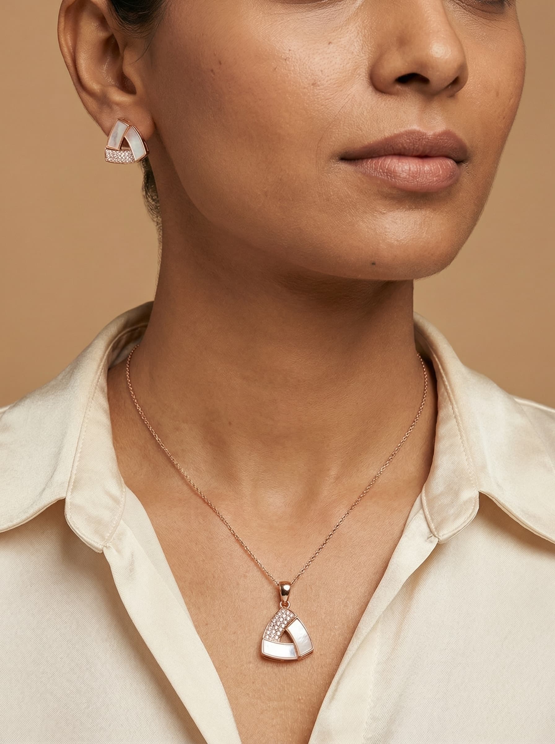 The Prism Set — Mother of Pearl Pendant & Earrings - Image 5