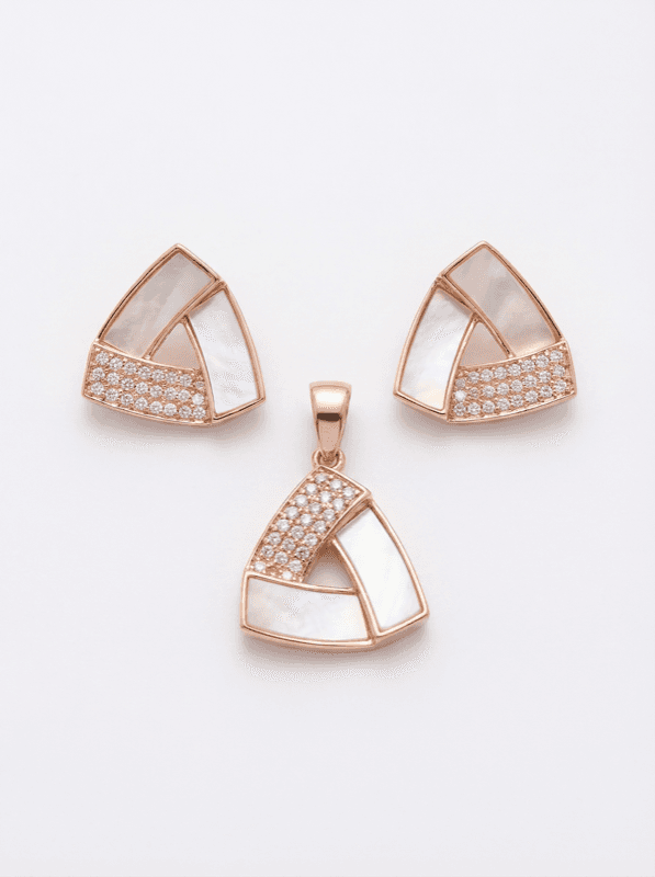 The Prism Set — Mother of Pearl Pendant & Earrings