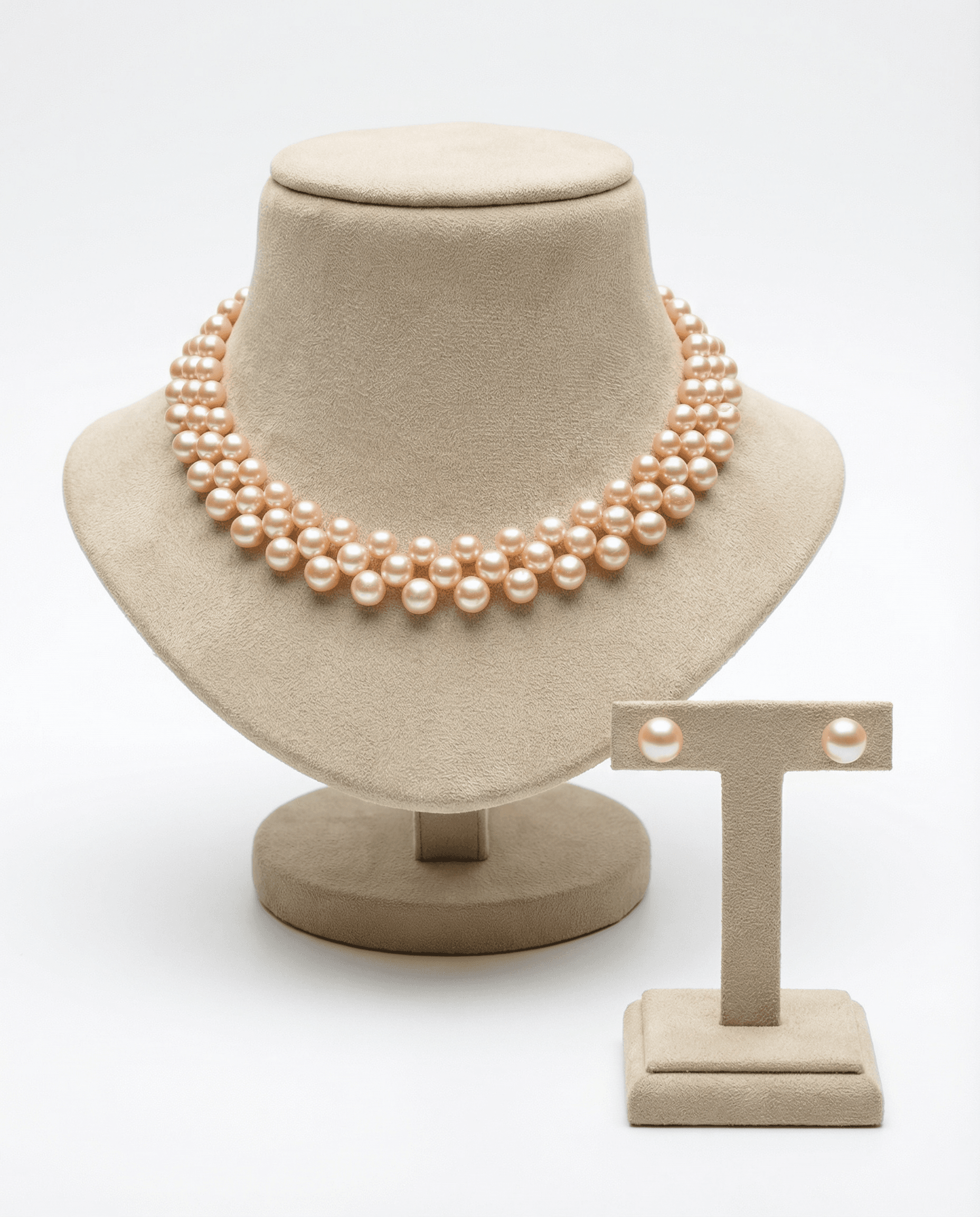 The Peach Blossom Woven Pearl Necklace & Studs Set
