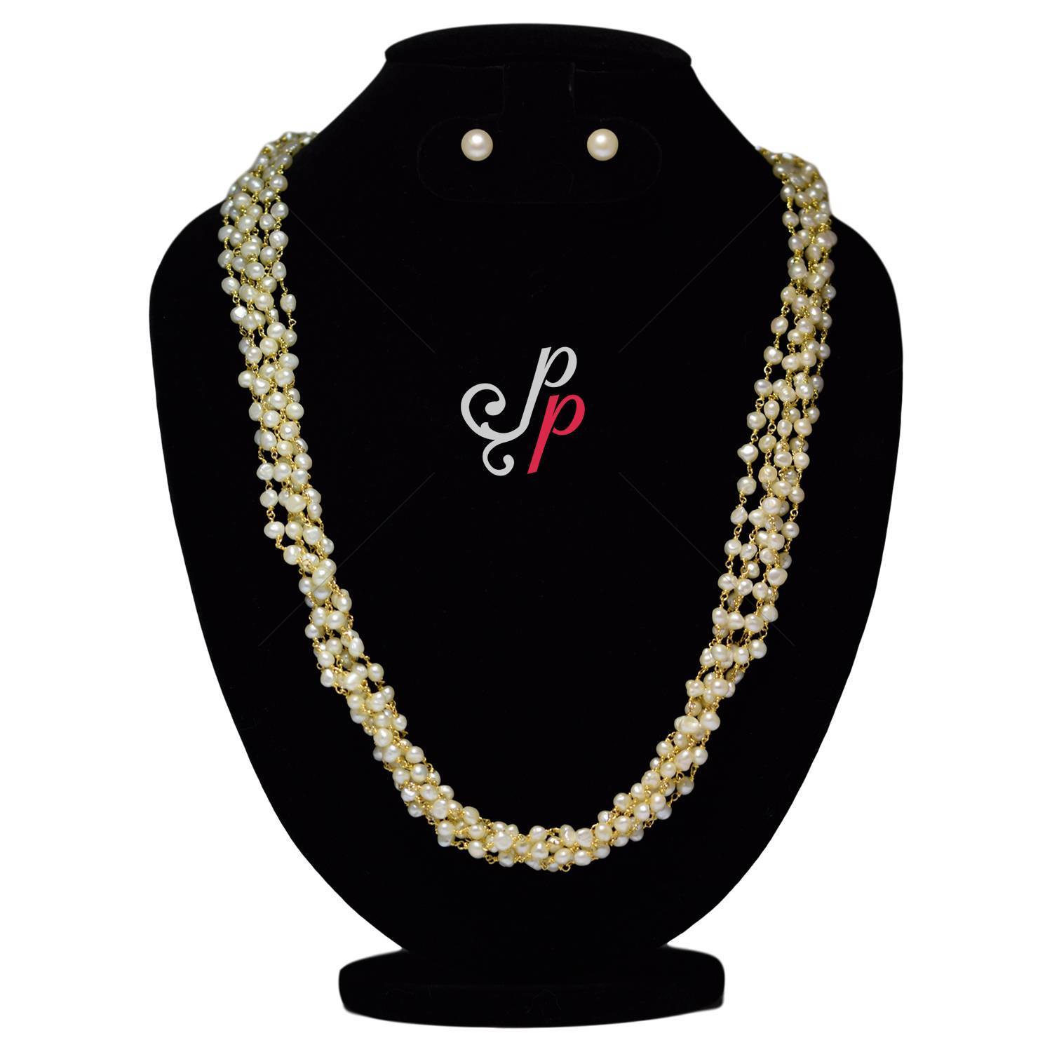 6 Lines Taar Mala in 4mm large white seed pearls - Image 2