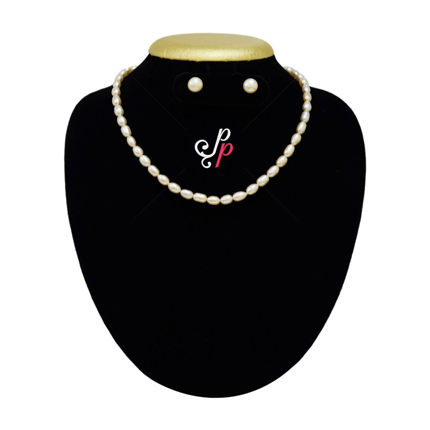 Simple Pink Pearl Necklace in Long 7mm Oval Pearls