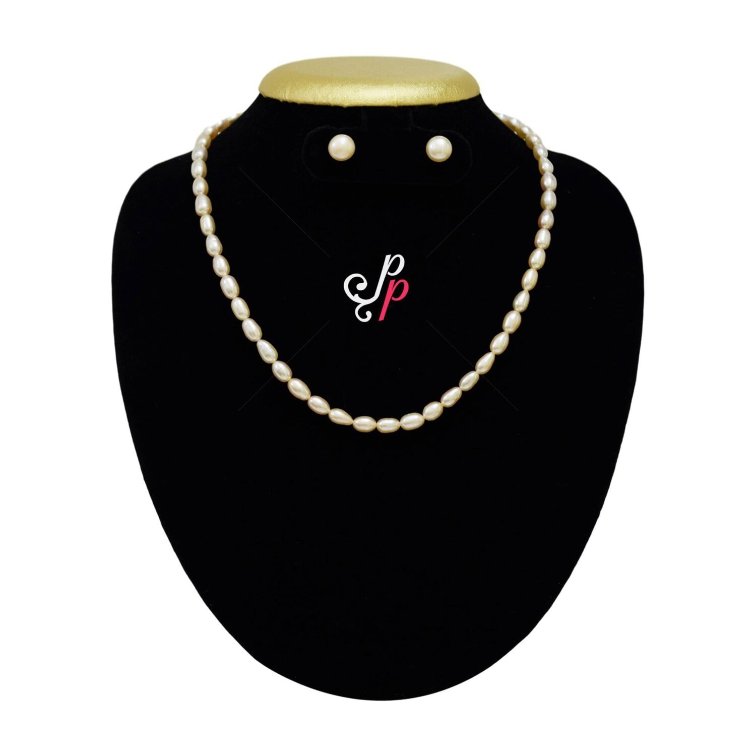 Simple Pink Pearl Necklace in Long 7mm Oval Pearls - Image 3