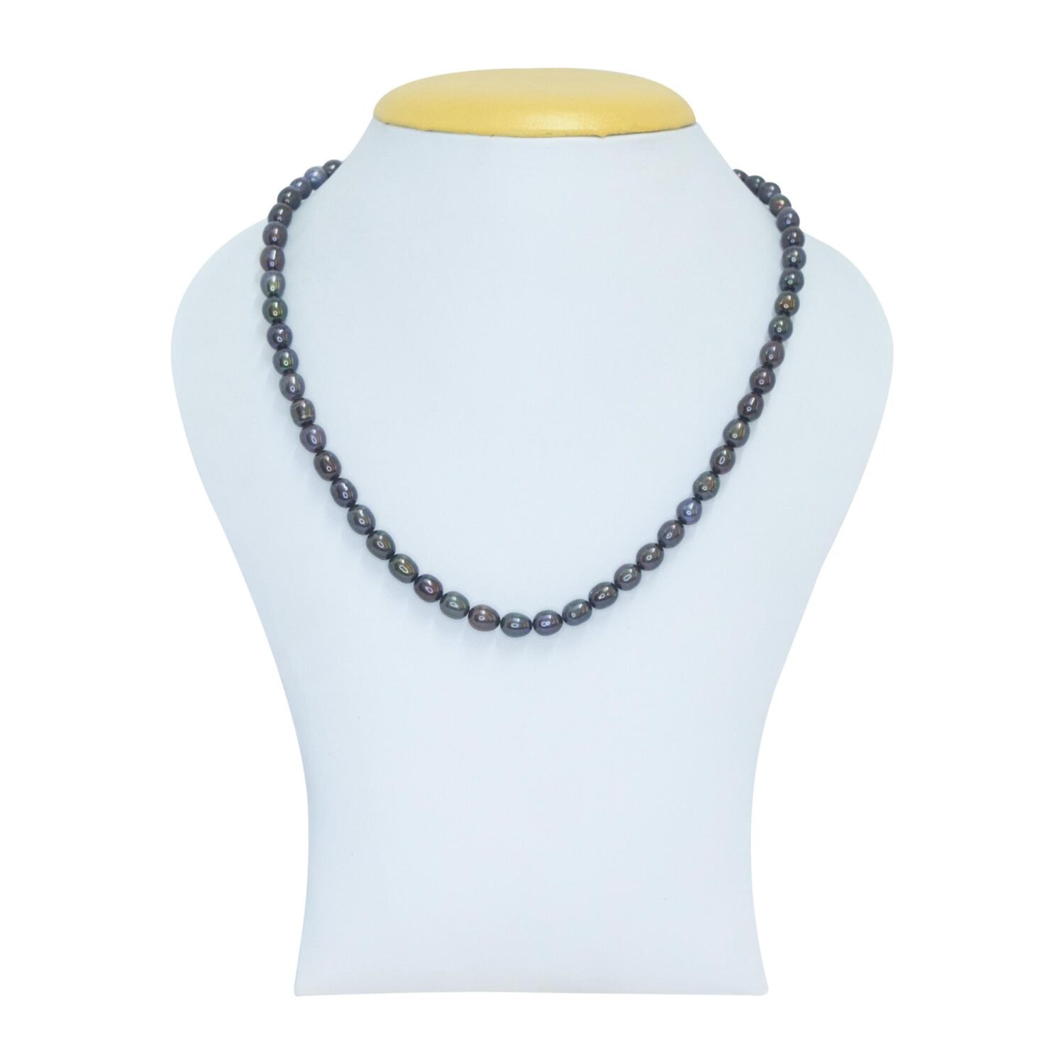 Lush 16 Inch Forest Green 6.5mm Oval Pearl Necklace