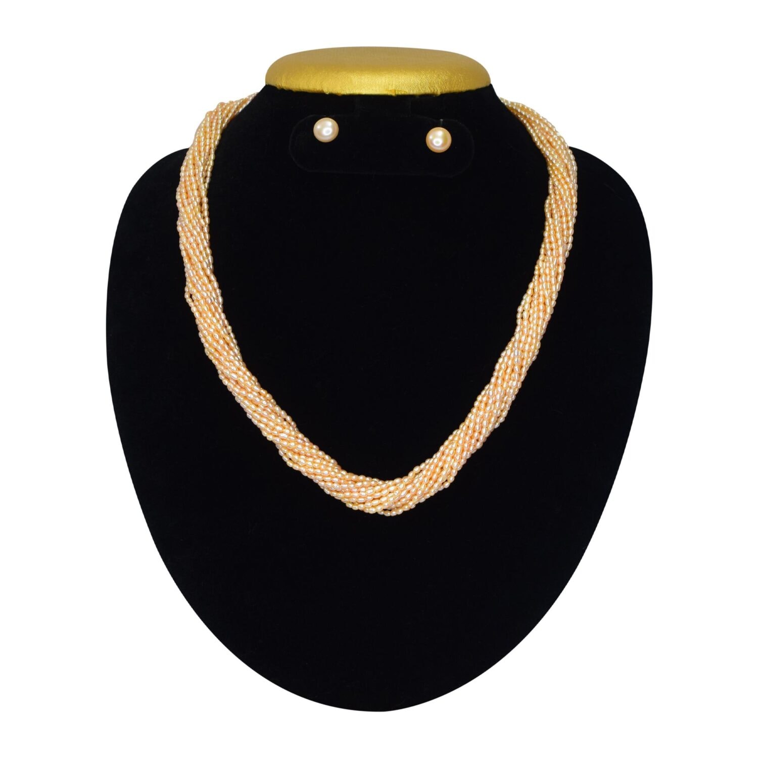 Radiant & Lavish 15 Strands Peach Rice Pearls Mala - Image 2