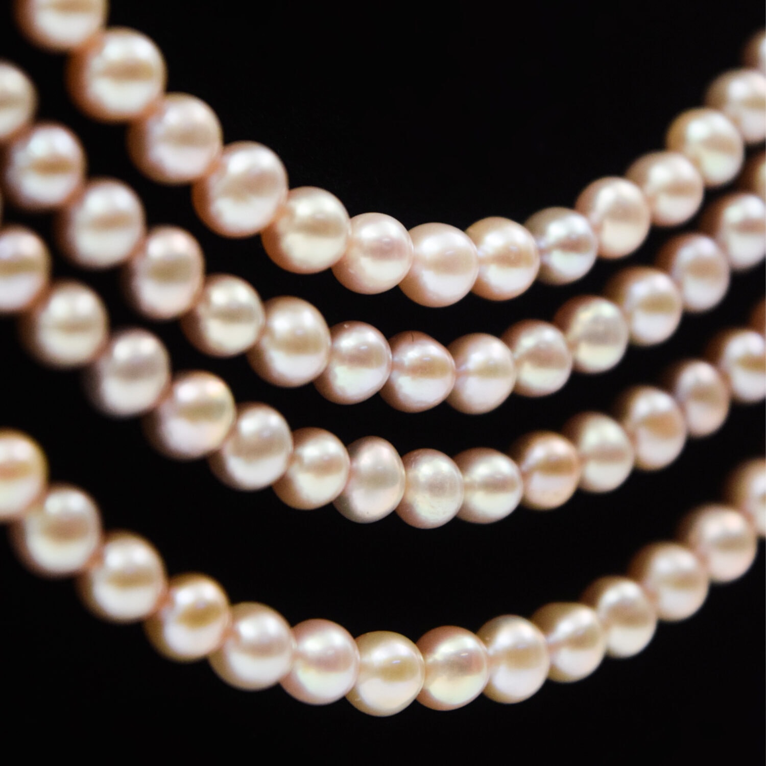 Stunning Multi-Layer Pink Round Pearls Necklace With Pink Quartz Side Pendant - Image 3