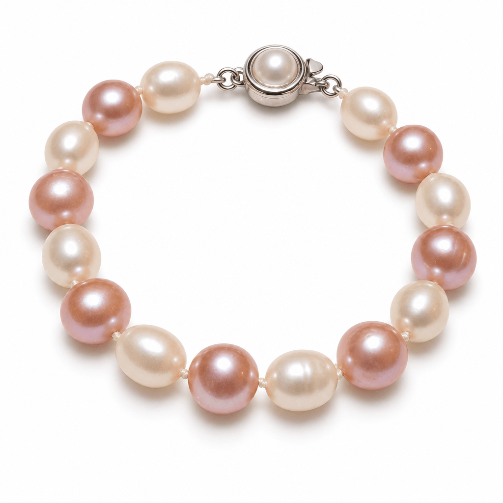 Blush Pink & Lovely White Pearls Double Knotted Bracelet