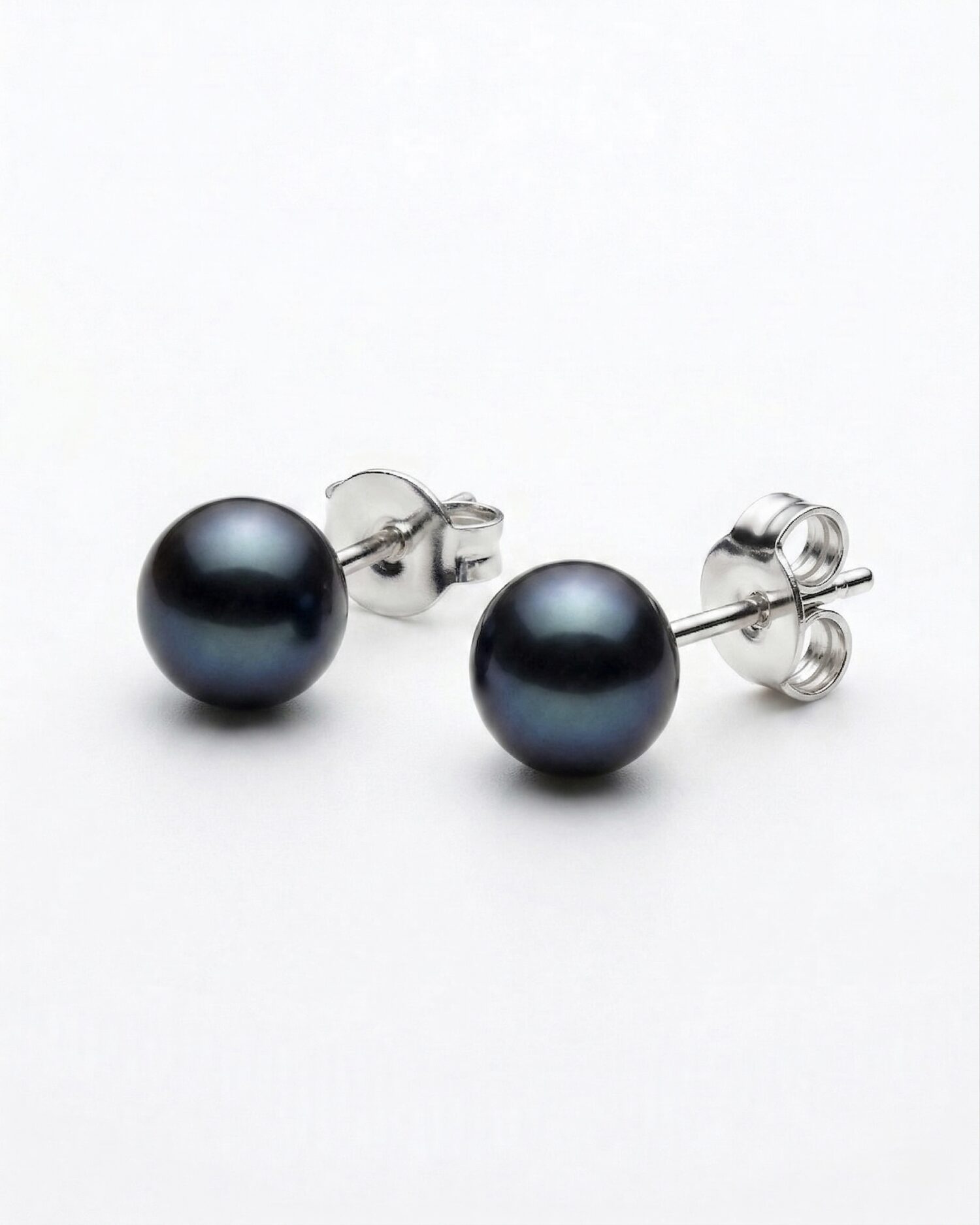 Classic Black Pearl Studs with 925 Silver Stem - Image 2