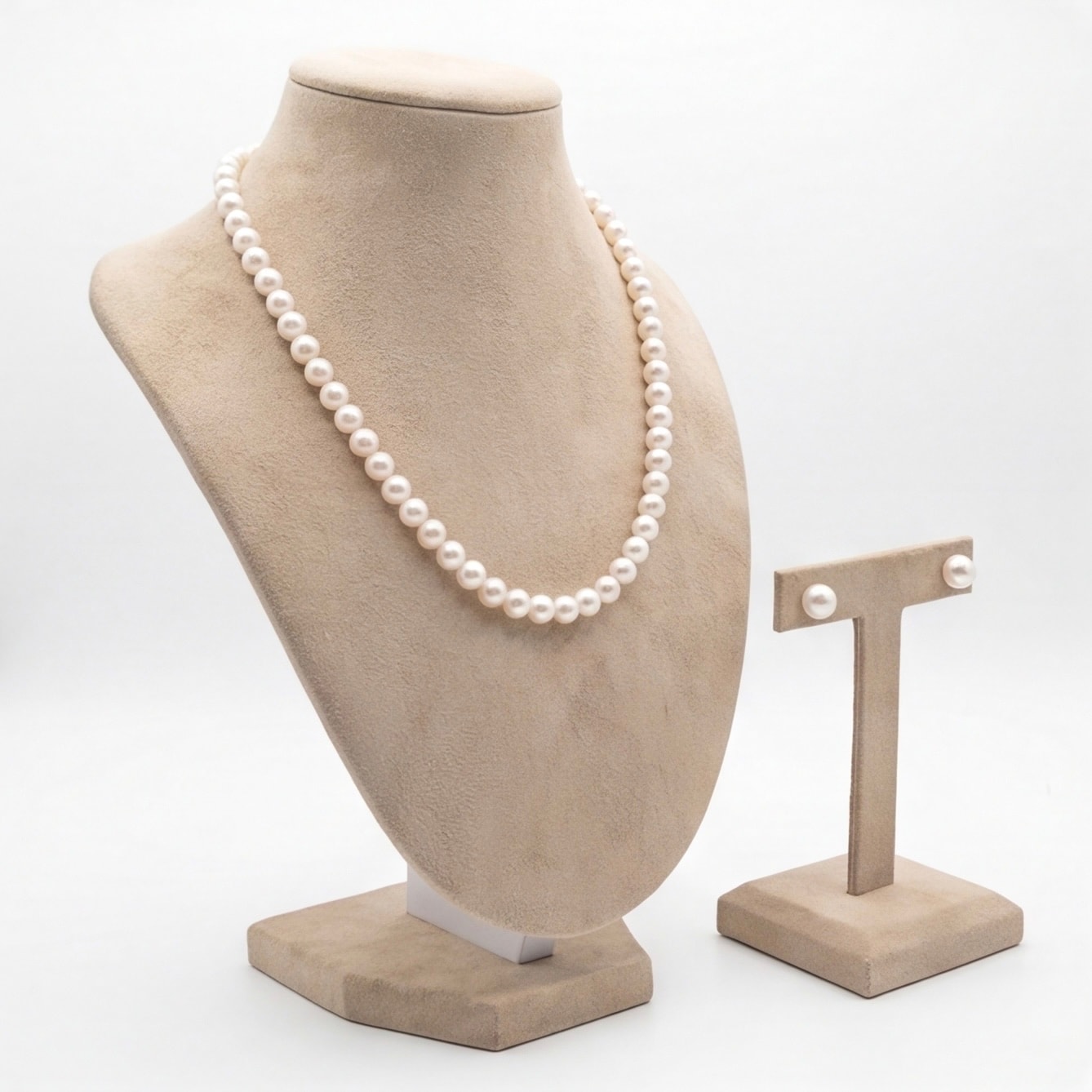 The Snowline Pearl Necklace Set (16-18") | 7mm Round Pearls - Image 5