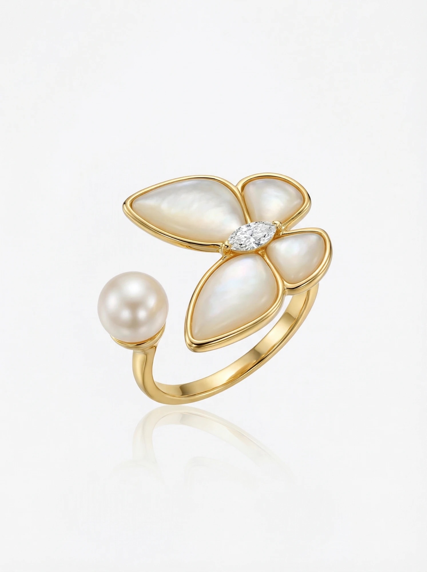 The Dewdrop Butterfly Ring