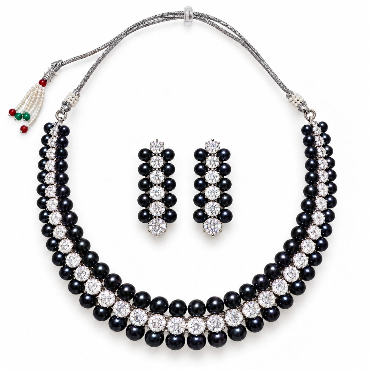The Starline Black Pearl Choker & Earrings Set