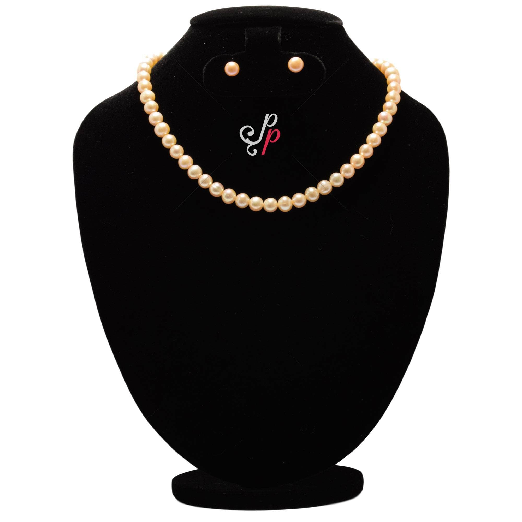 8mm Round Plain Pink Pearl Necklace Sets in AAA Quality Pearls (Single Strand)