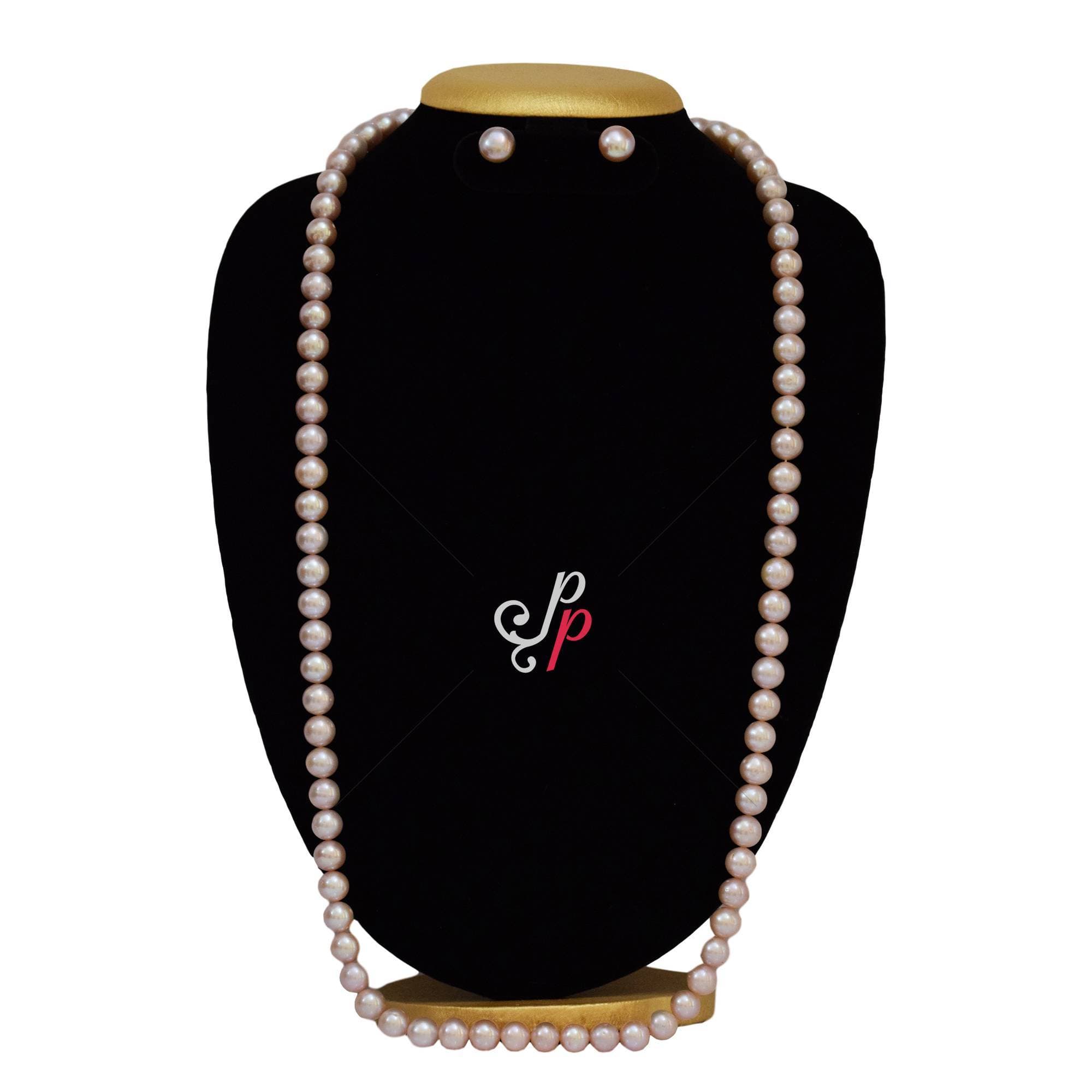 32 Inches Long - Dark Pink - Lavendar Pearl Necklace in 11mm pearls