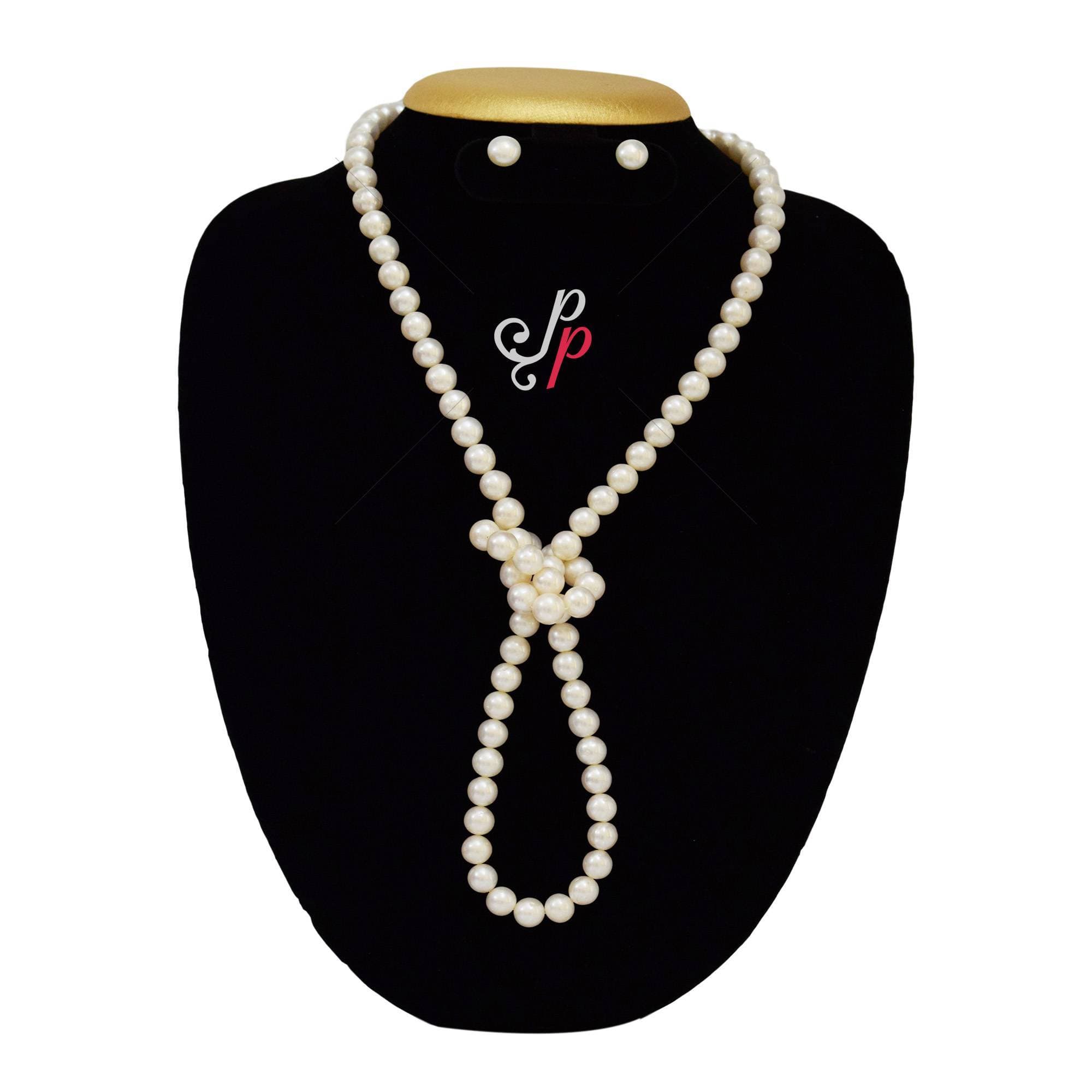 32 Inches Long - White Pearl Necklace in 9mm pearls - Image 4