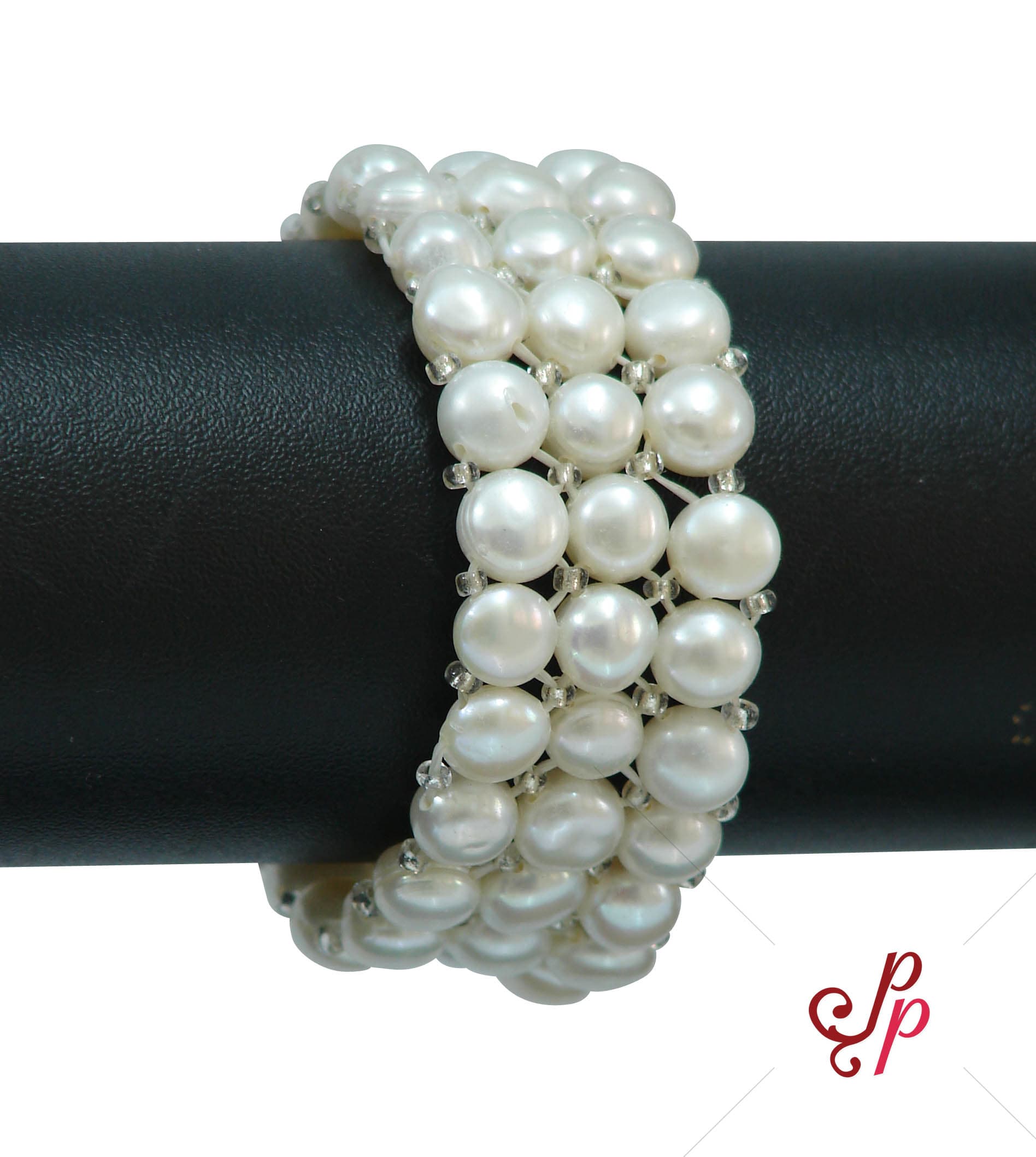 3 Line stretcheable white pearl bracelet