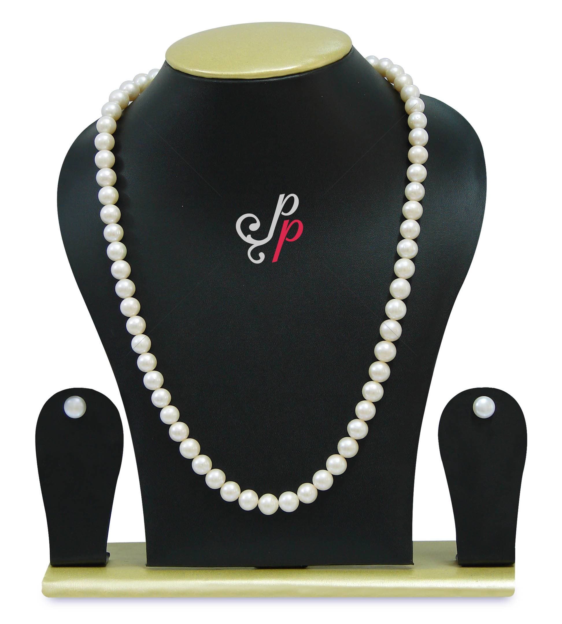 White Pearl Set in 9mm Round Pearls - AAA Quality - Image 4