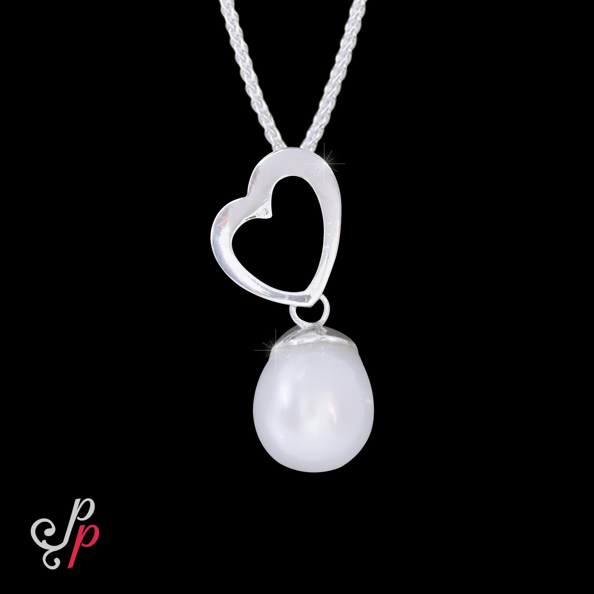 Heart with Beautiful White South Sea Pearl Pendant - Image 2