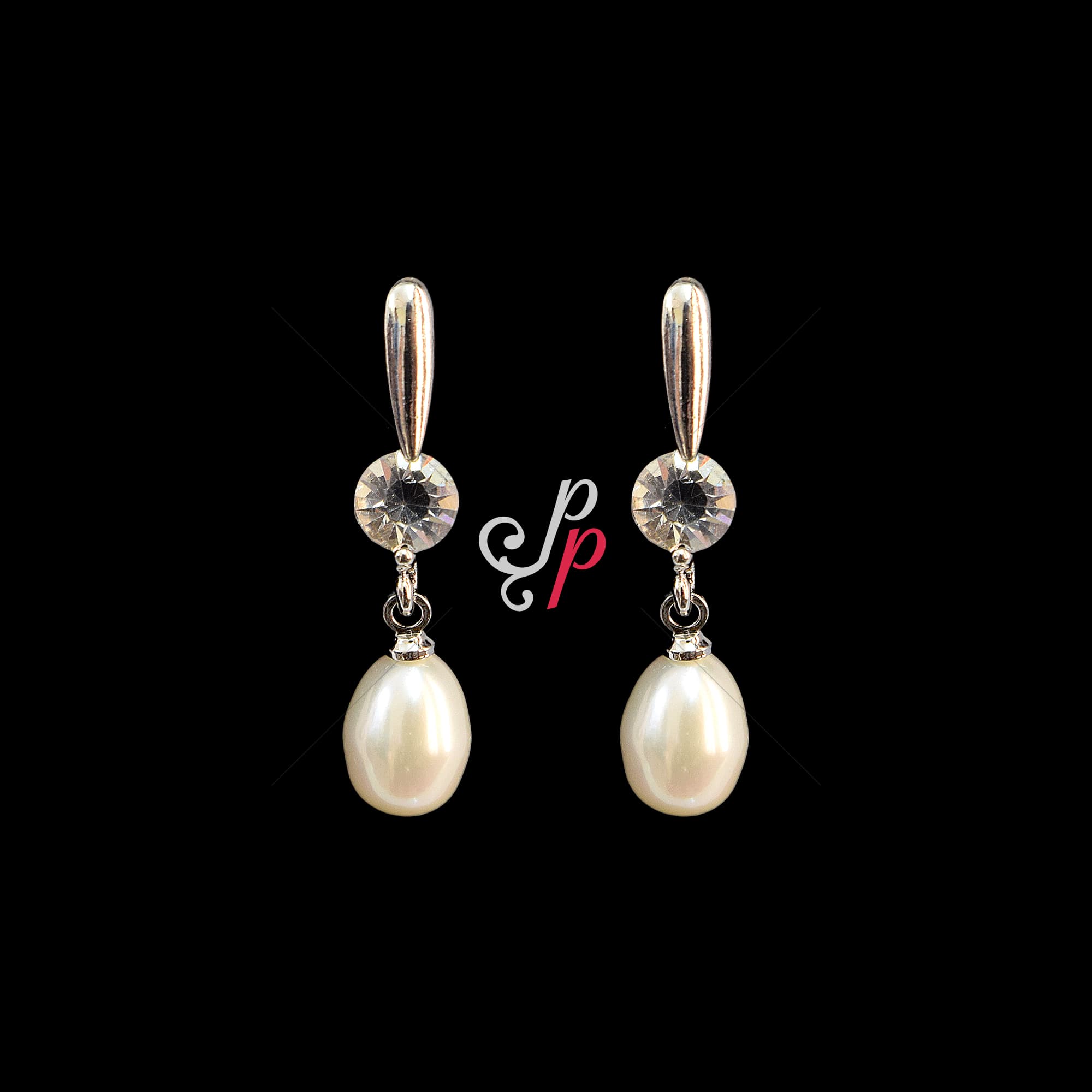 Pearl Hangings in White Pearls and American Diamonds - Image 4