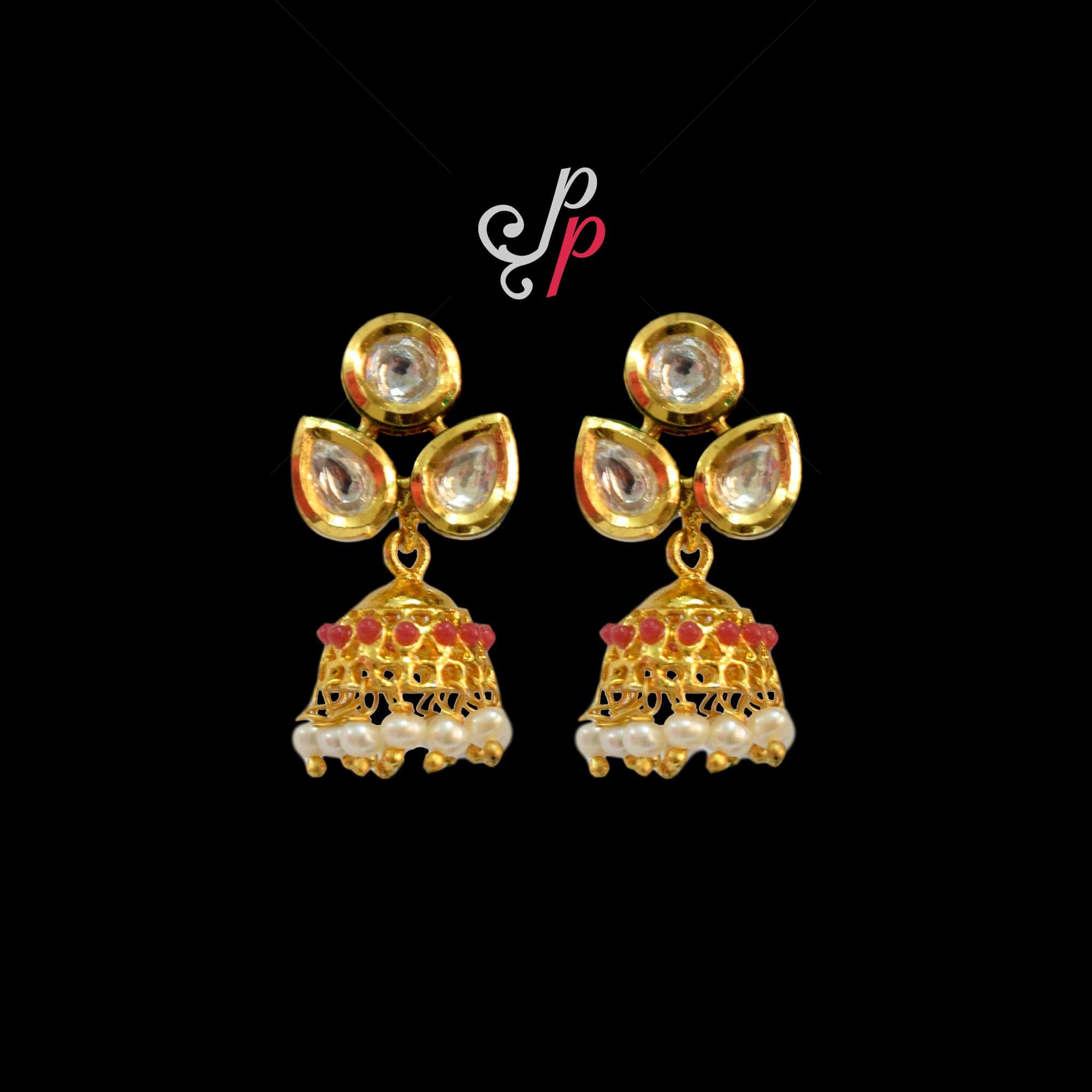 Pearl Jhumkas in Seed Pearls and Beautiful Real Kundans - Image 3