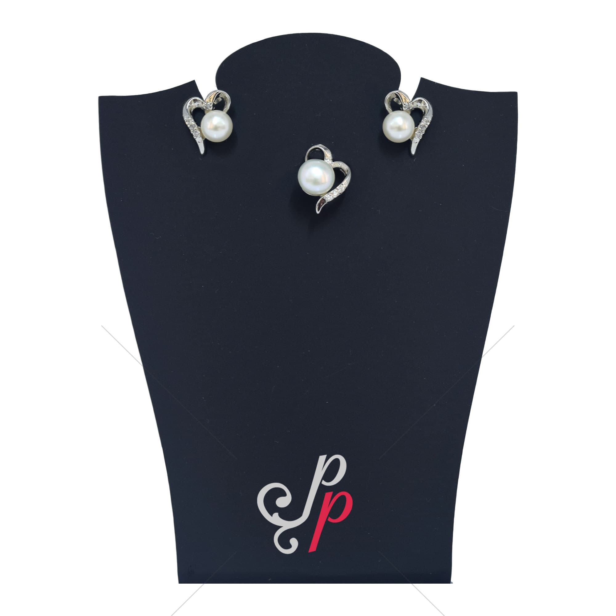 Stylish Pearl Pendant and Earrings set in Korean White Metal