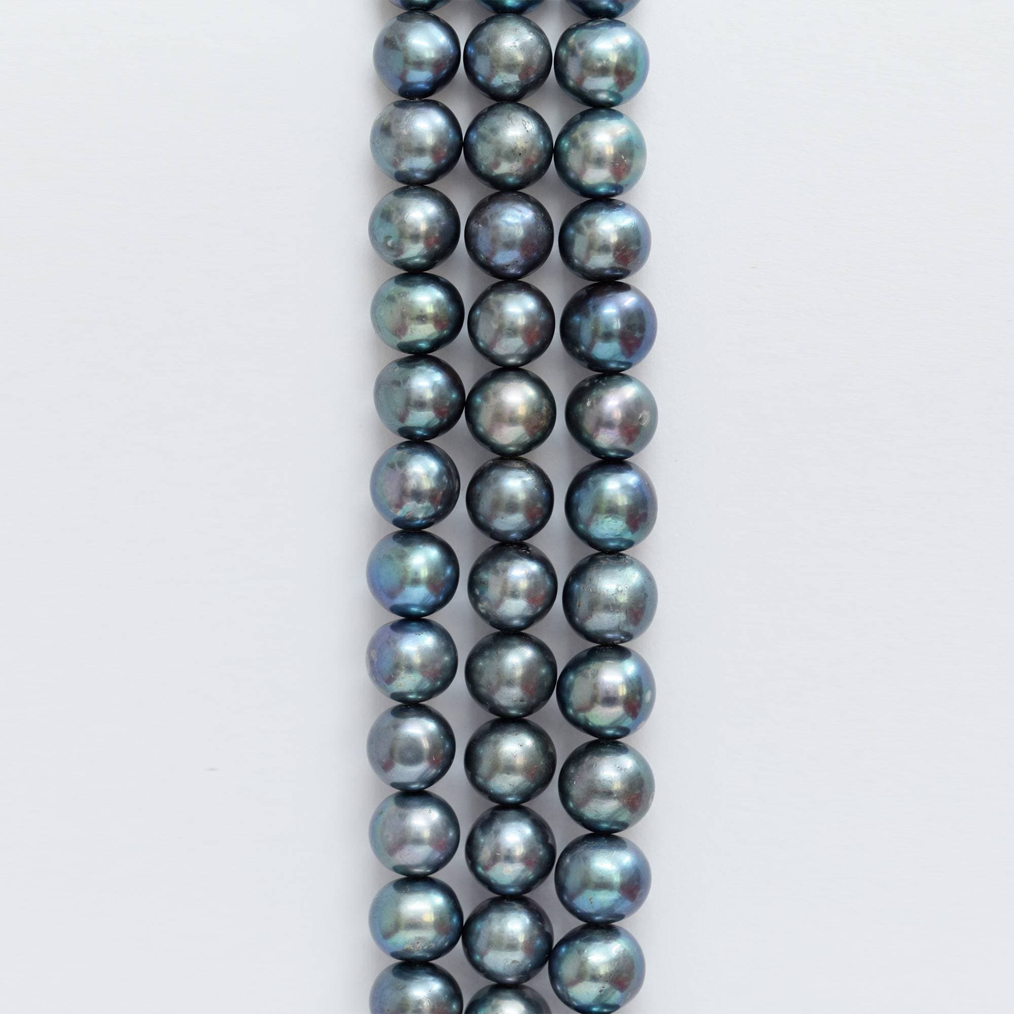 3 Lines Pearl Necklace in Peacock Hues - Image 3