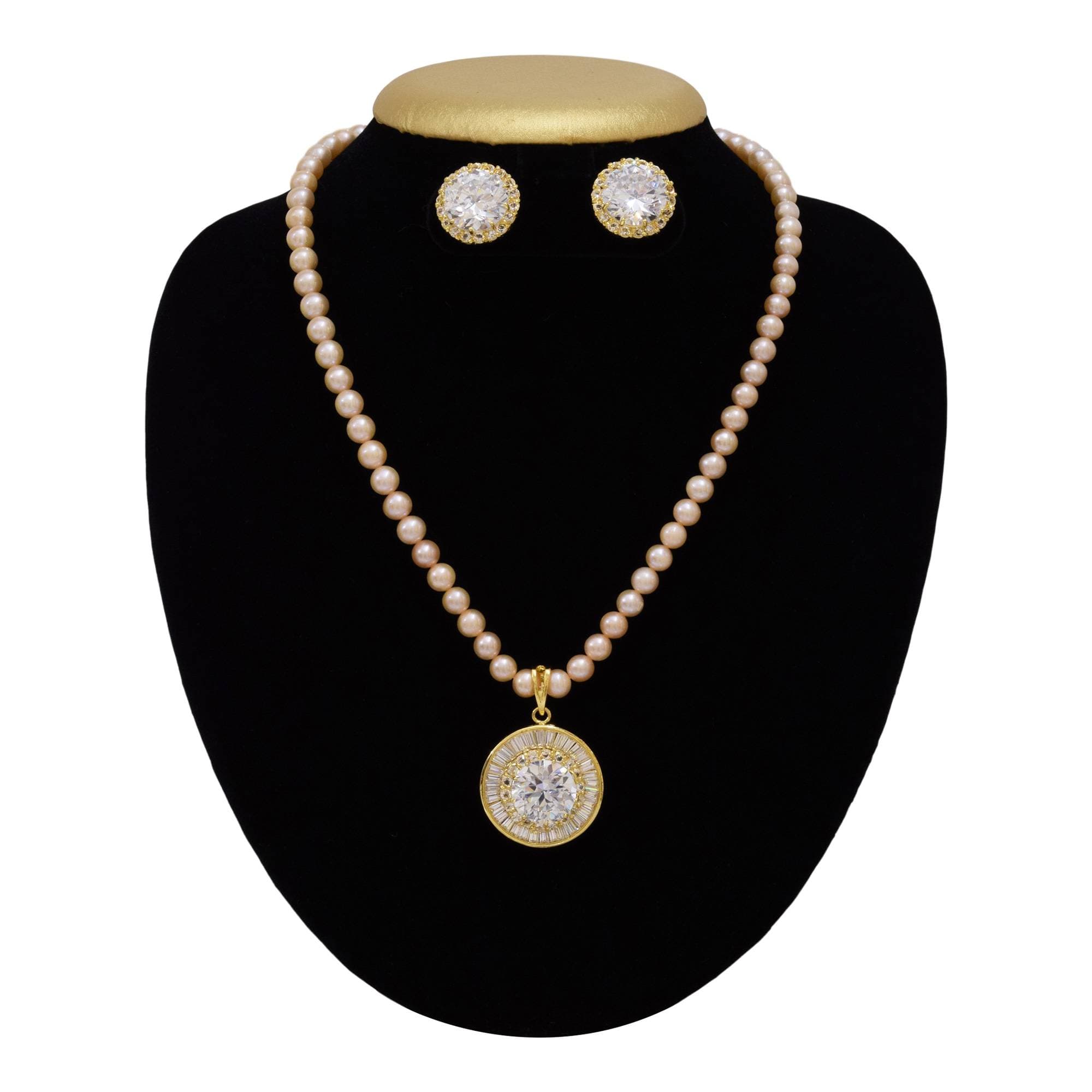 Simple and Pretty Pink Pearl Necklace Set