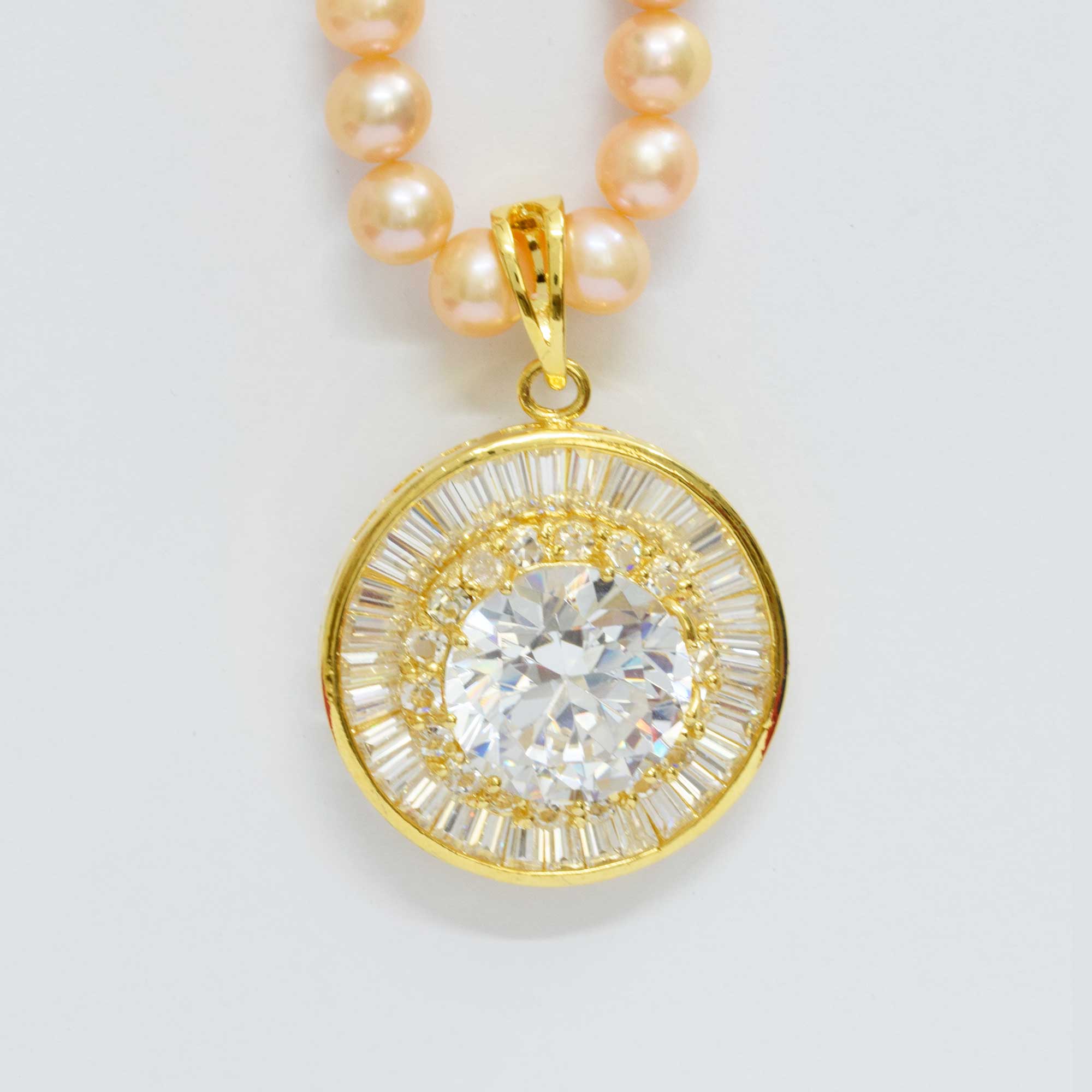 Simple and Pretty Pink Pearl Necklace Set - Image 3