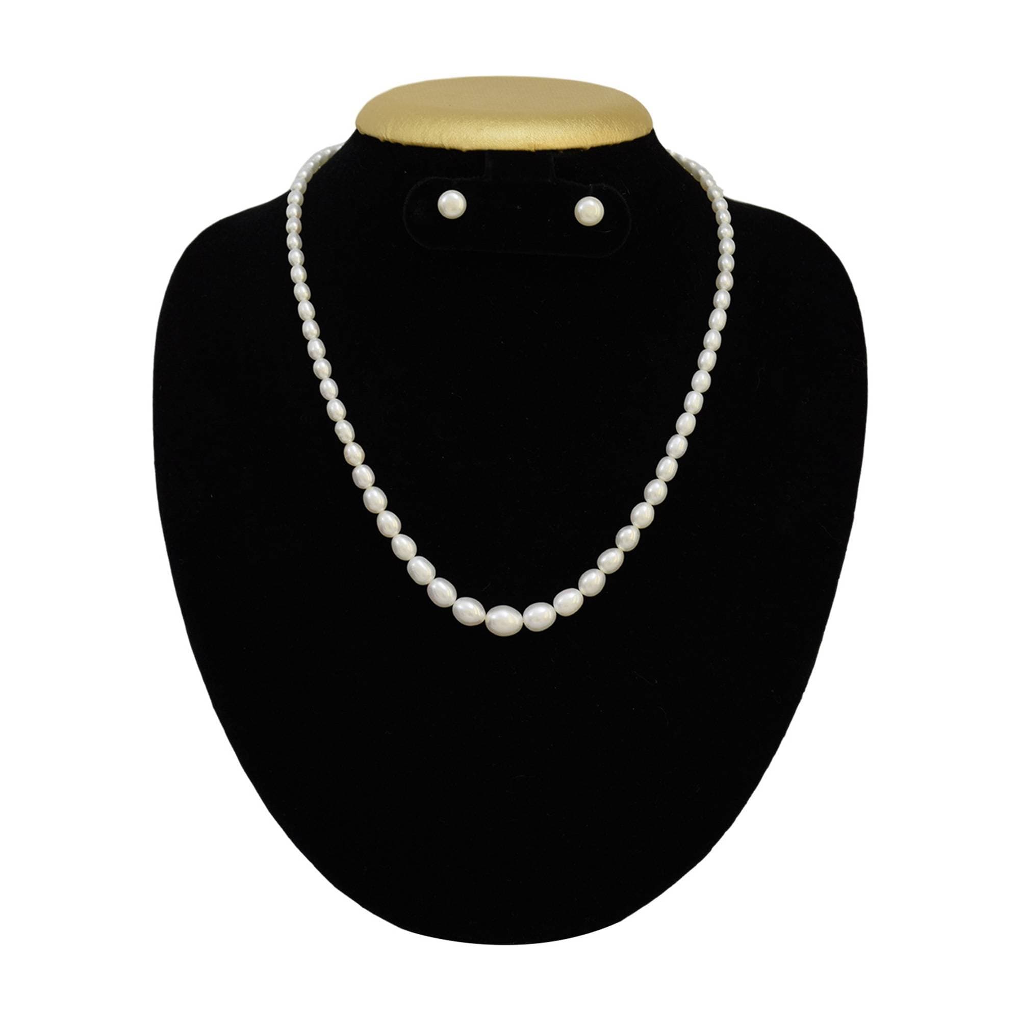 1 Row White Graduated Pearl Set in 4mm to 10mm Long Oval Pearls