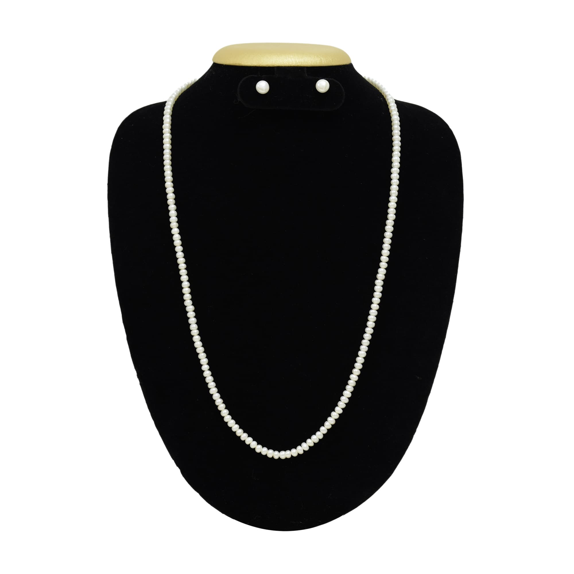 Long and Slim - White Pearl Necklace in 4mm Half Round Pearls