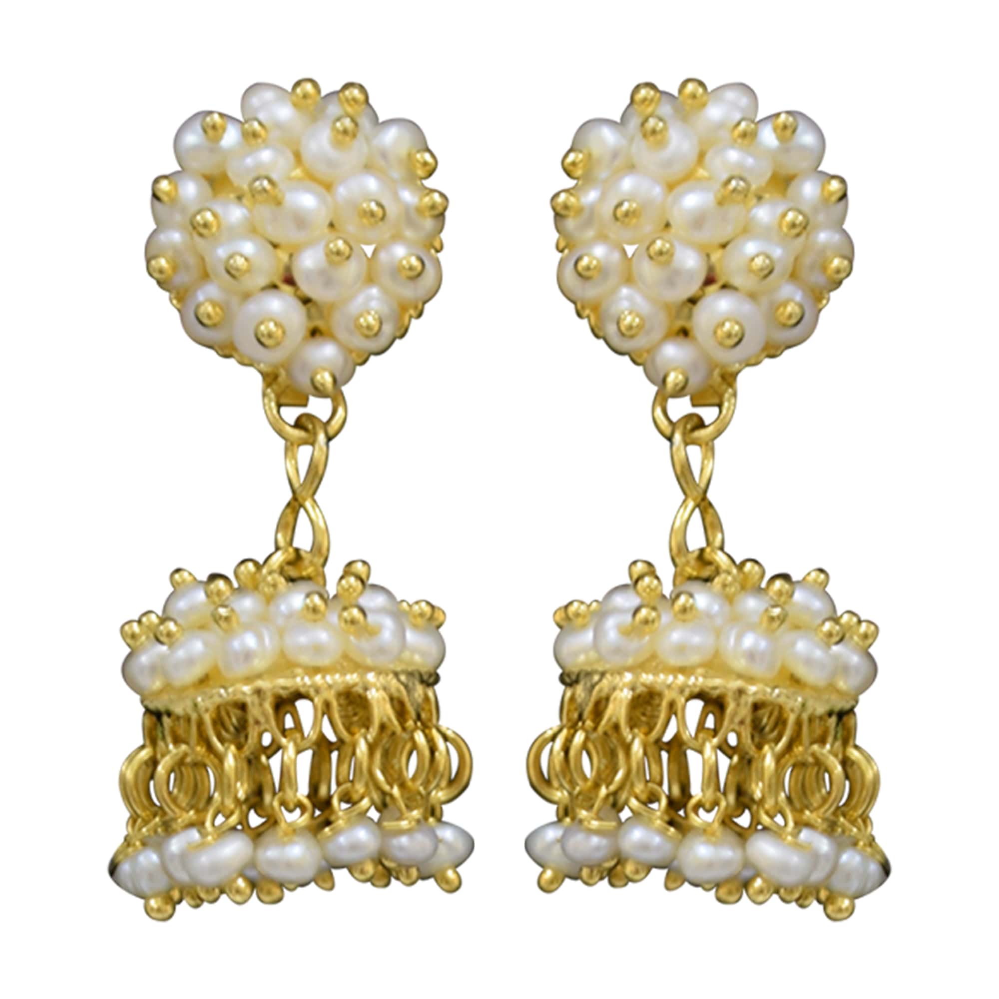Beautiful traditional seed pearl jhumkas - Image 2
