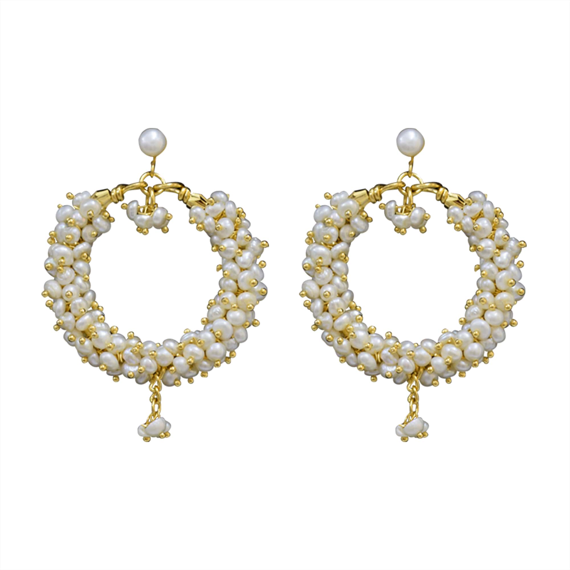 Circular Shaped Chand Bali Earrings in Pearls - Image 2