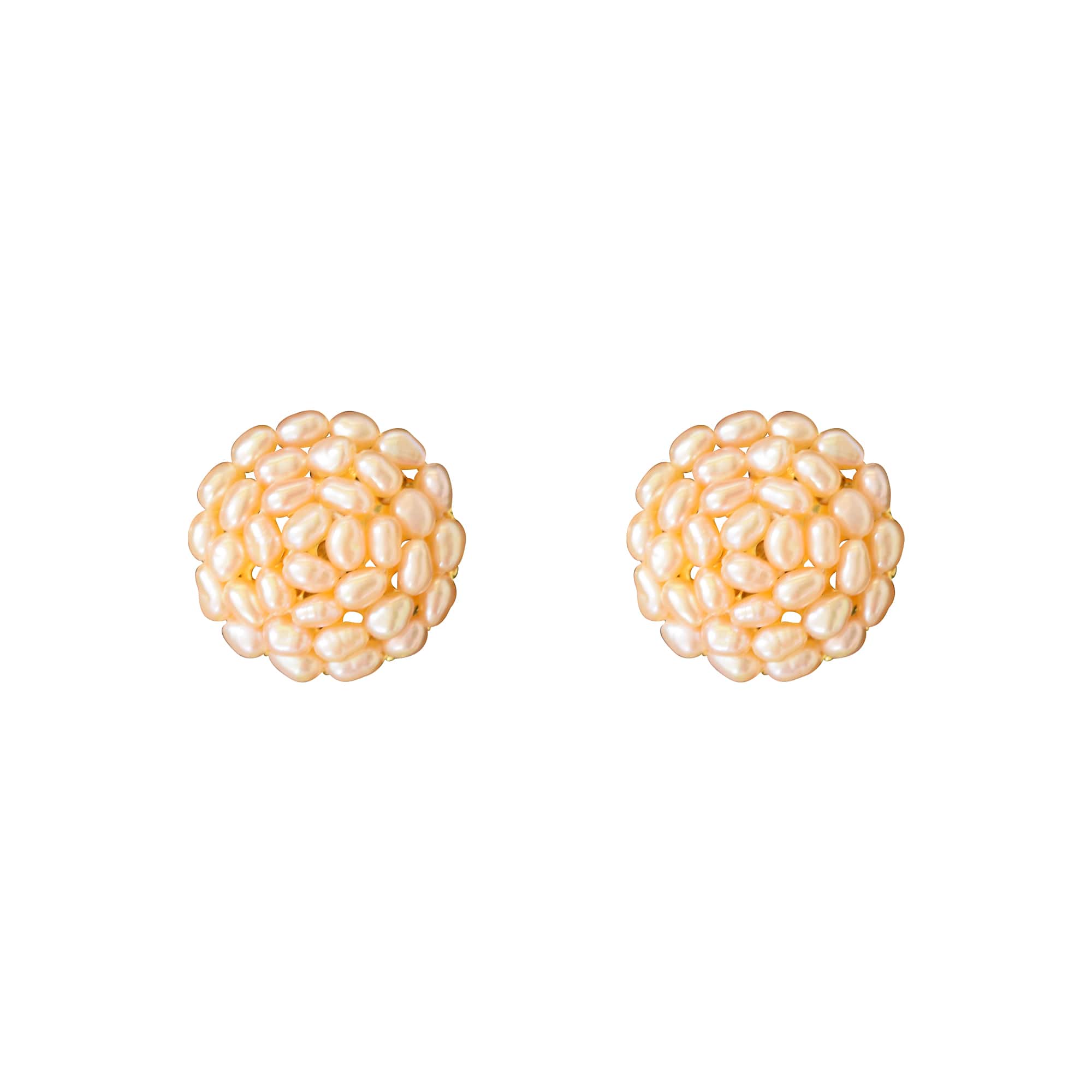 Large Pearl Studs in Pink Rice Pearls - Image 4
