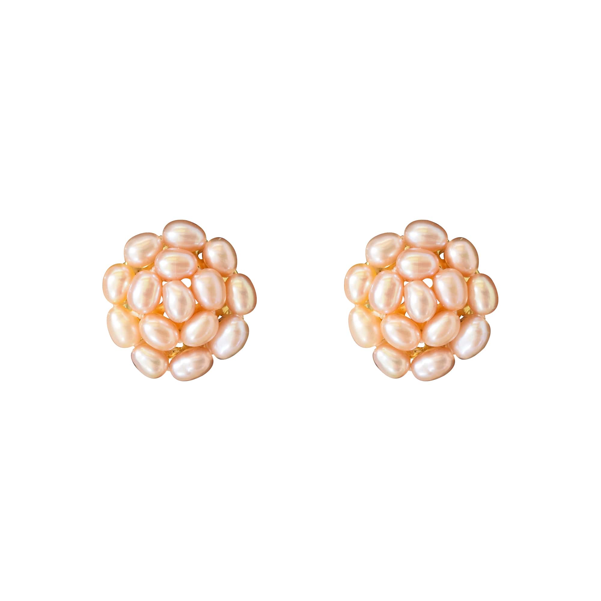 Pearl Studs in Dark Pink Rice Pearls - Image 3