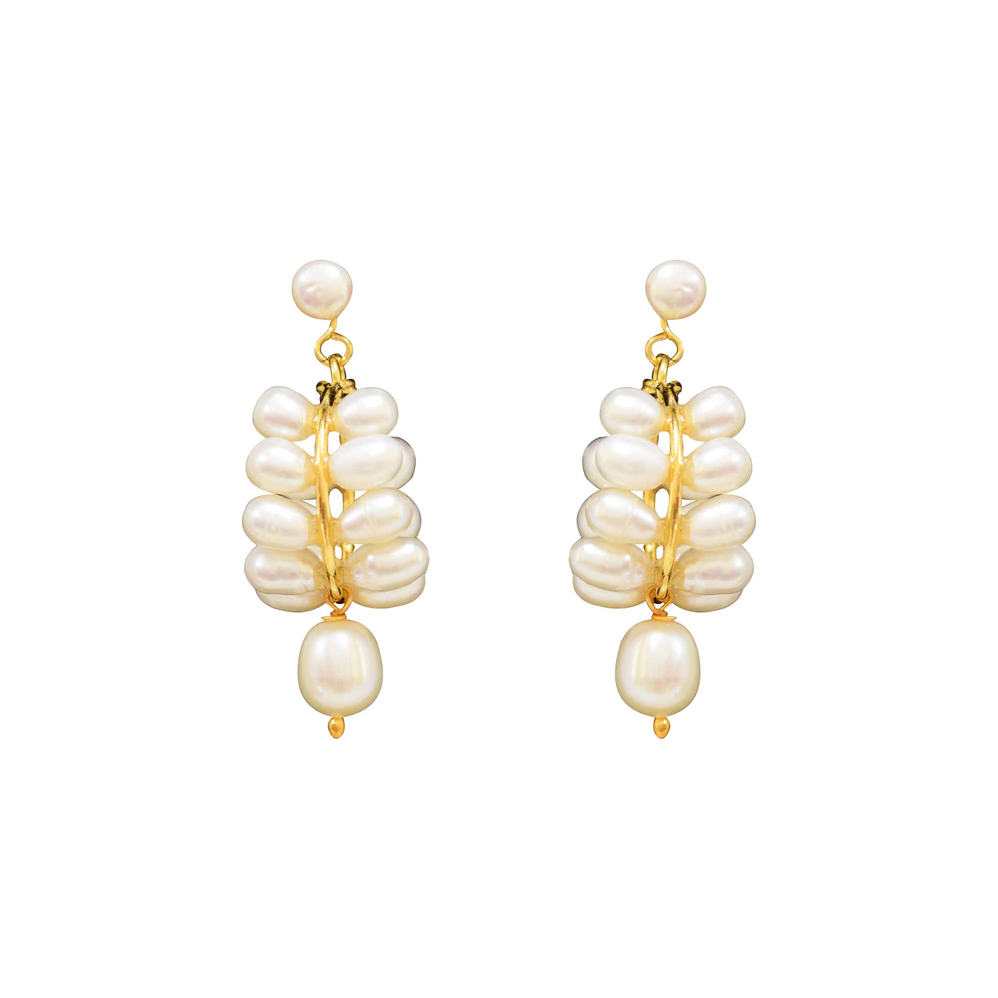 Pretty Pearl Hangings in White Oval Pearls - Retro Style - Image 2