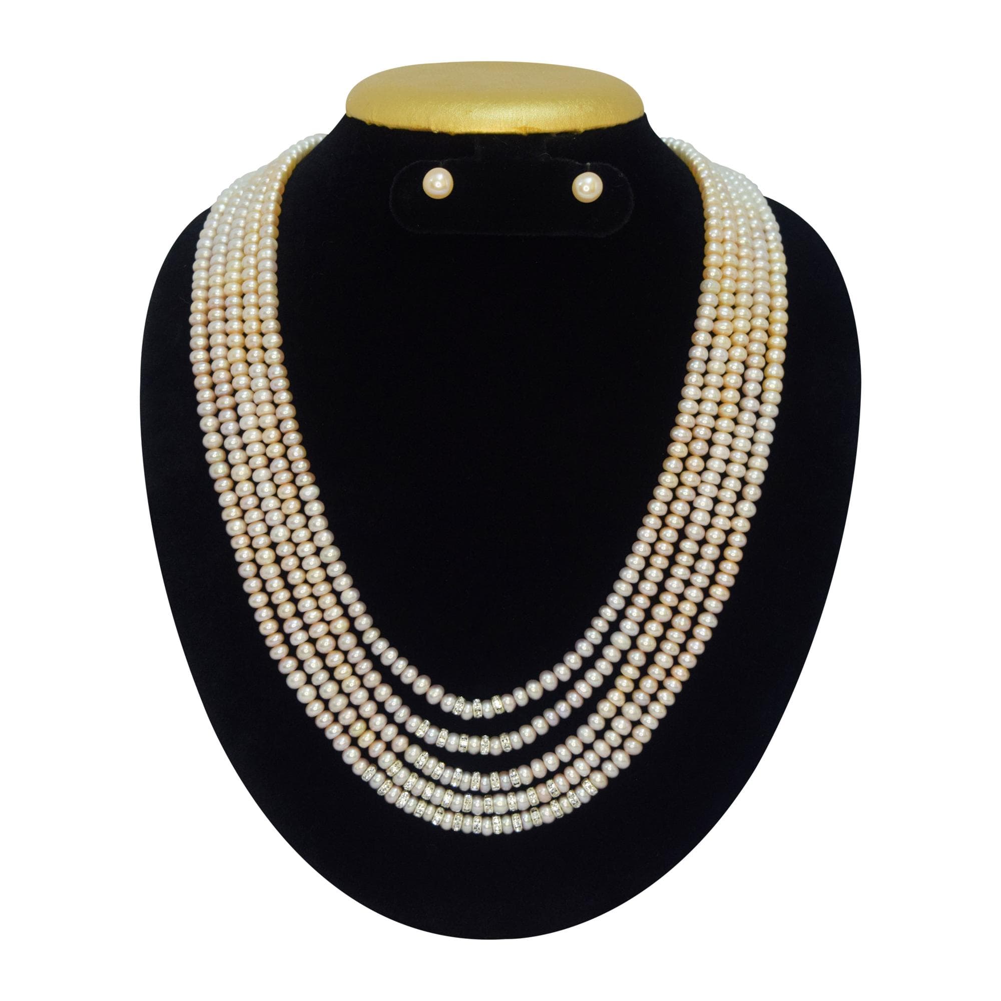 Royal Multi-Layer Multicolour Pearls Necklace With Zircon Roundels