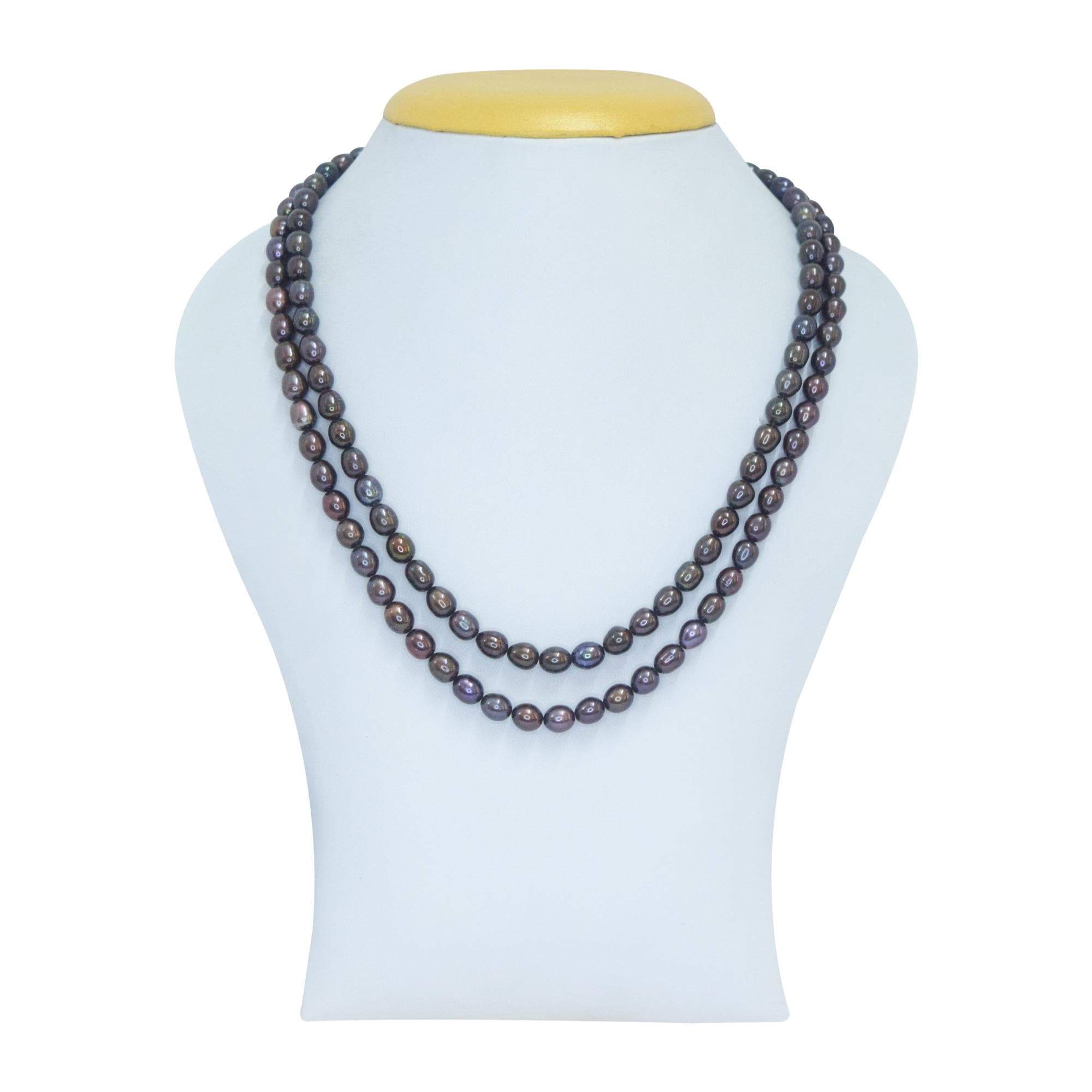 Enigmatic Two Layer Deep Brown 6.5mm Oval Pearl Necklace