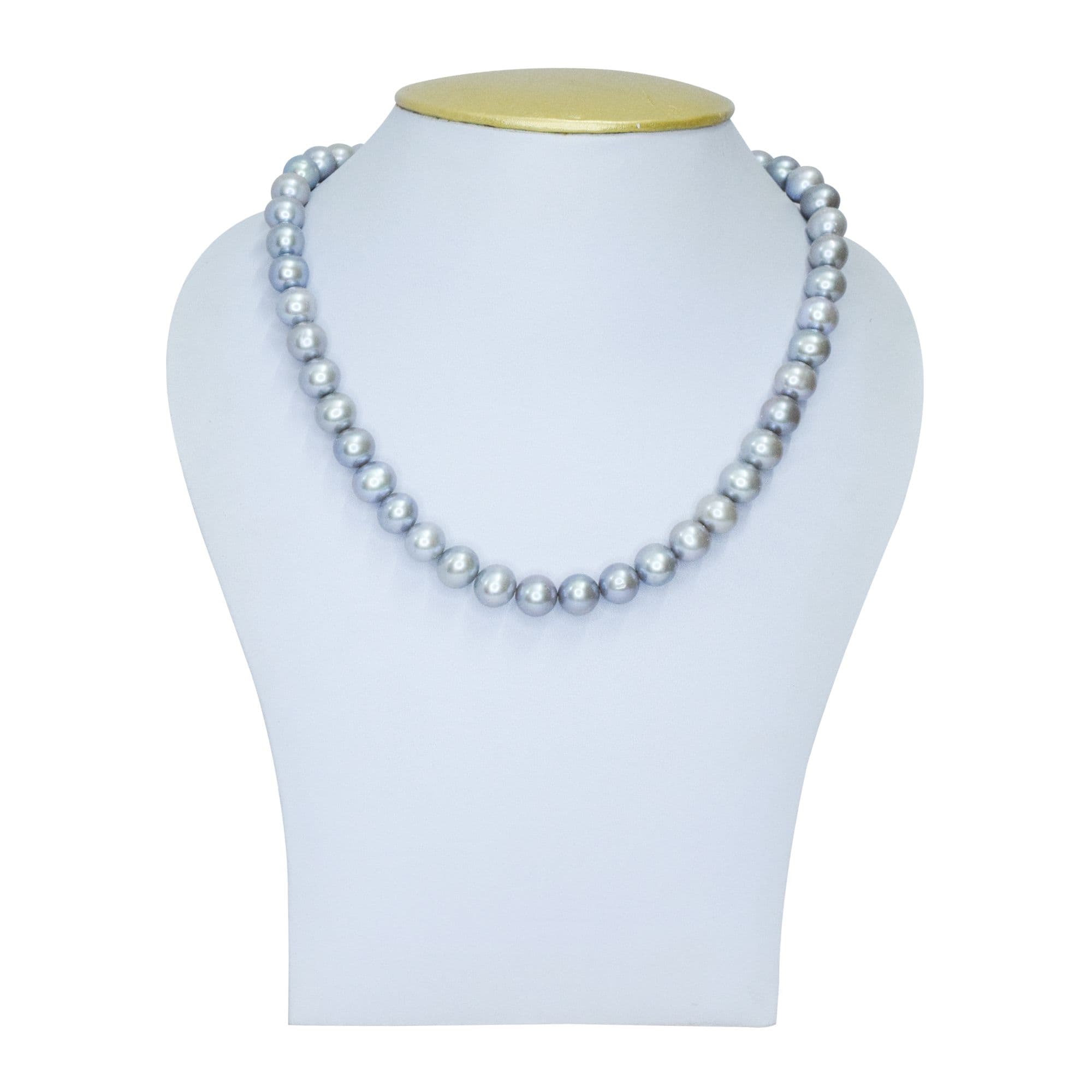 Subtle & Classy 17Inch Grey Round Pearl Necklace