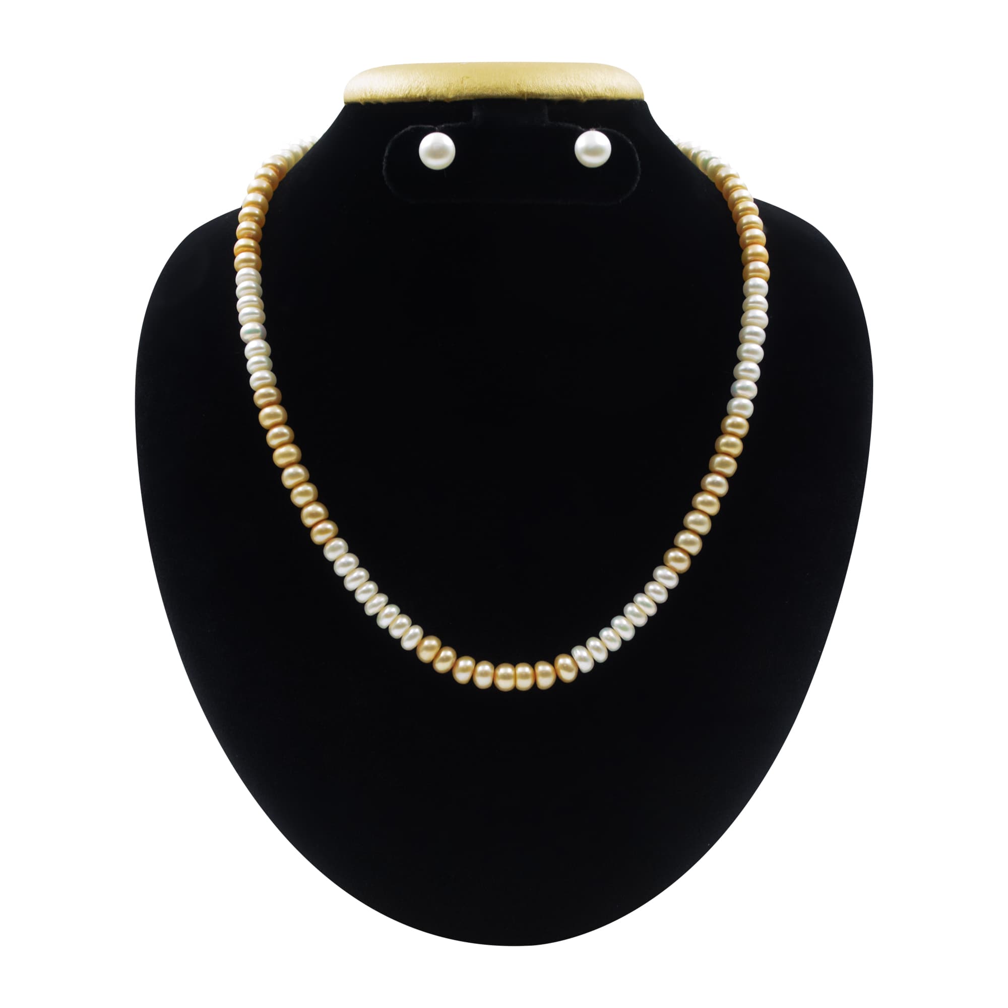 Elegant 7mm Semi-Round White & Champagne Pearls Necklace