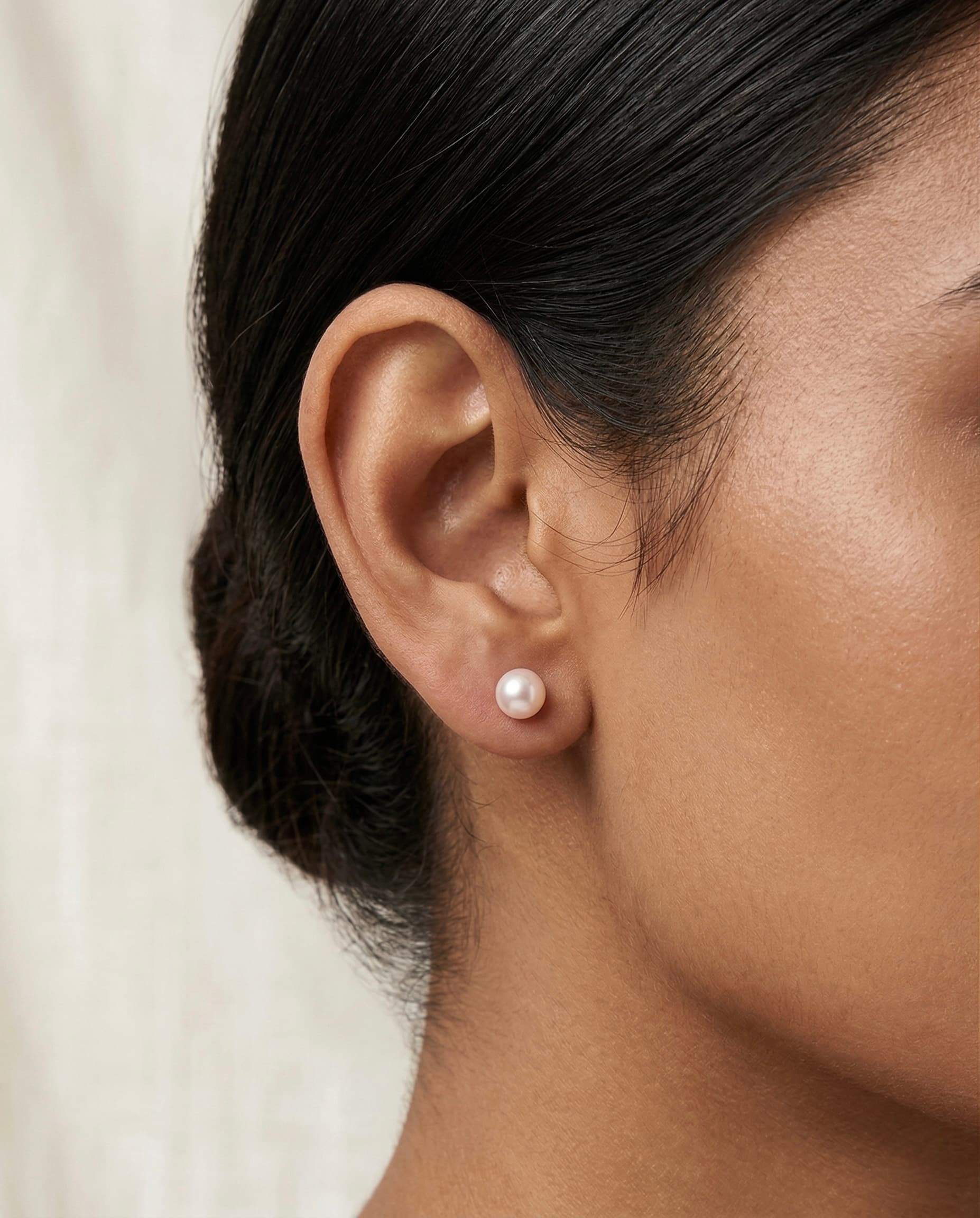 Classic White Pearl Studs with 925 Silver Stem - Image 2