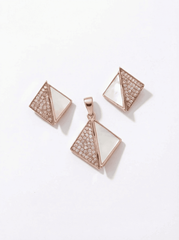 The Facet Set — Mother of Pearl Pendant & Earrings